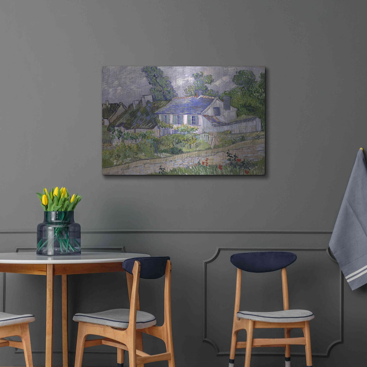'Houses At Auvers 2' by Vincent Van Gogh – Metal Wall Art, 36x24 room view