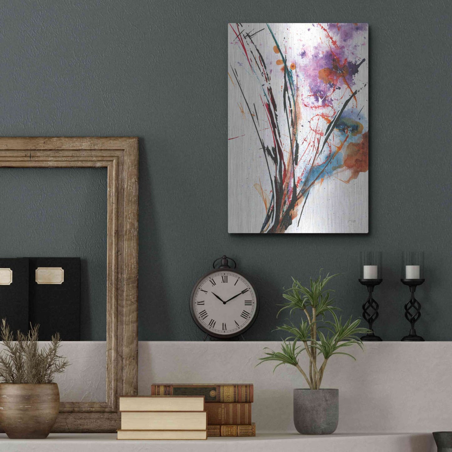 Luxe Metal Art 'Floral Explosion IV On White' by Jan Griggs, Metal Wall Art,12x16