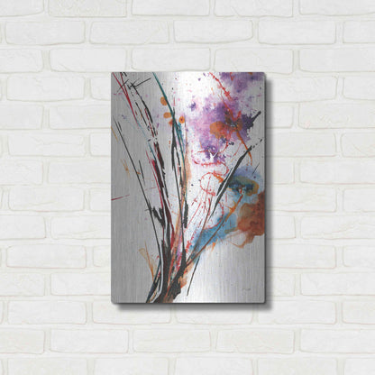 Luxe Metal Art 'Floral Explosion IV On White' by Jan Griggs, Metal Wall Art,16x24