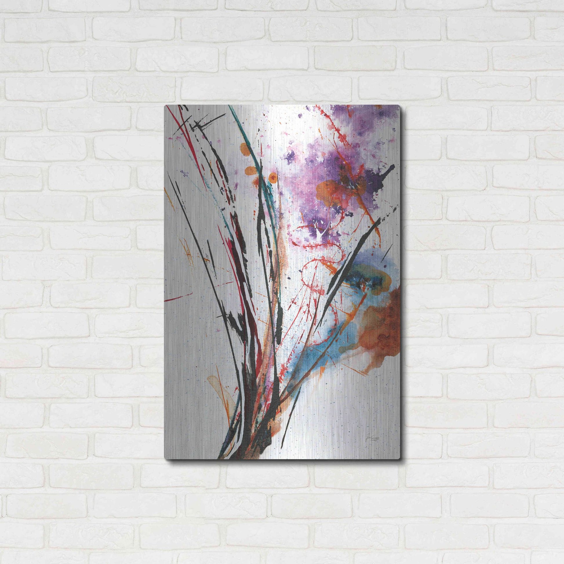 Luxe Metal Art 'Floral Explosion IV On White' by Jan Griggs, Metal Wall Art,24x36