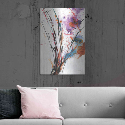 Luxe Metal Art 'Floral Explosion IV On White' by Jan Griggs, Metal Wall Art,24x36