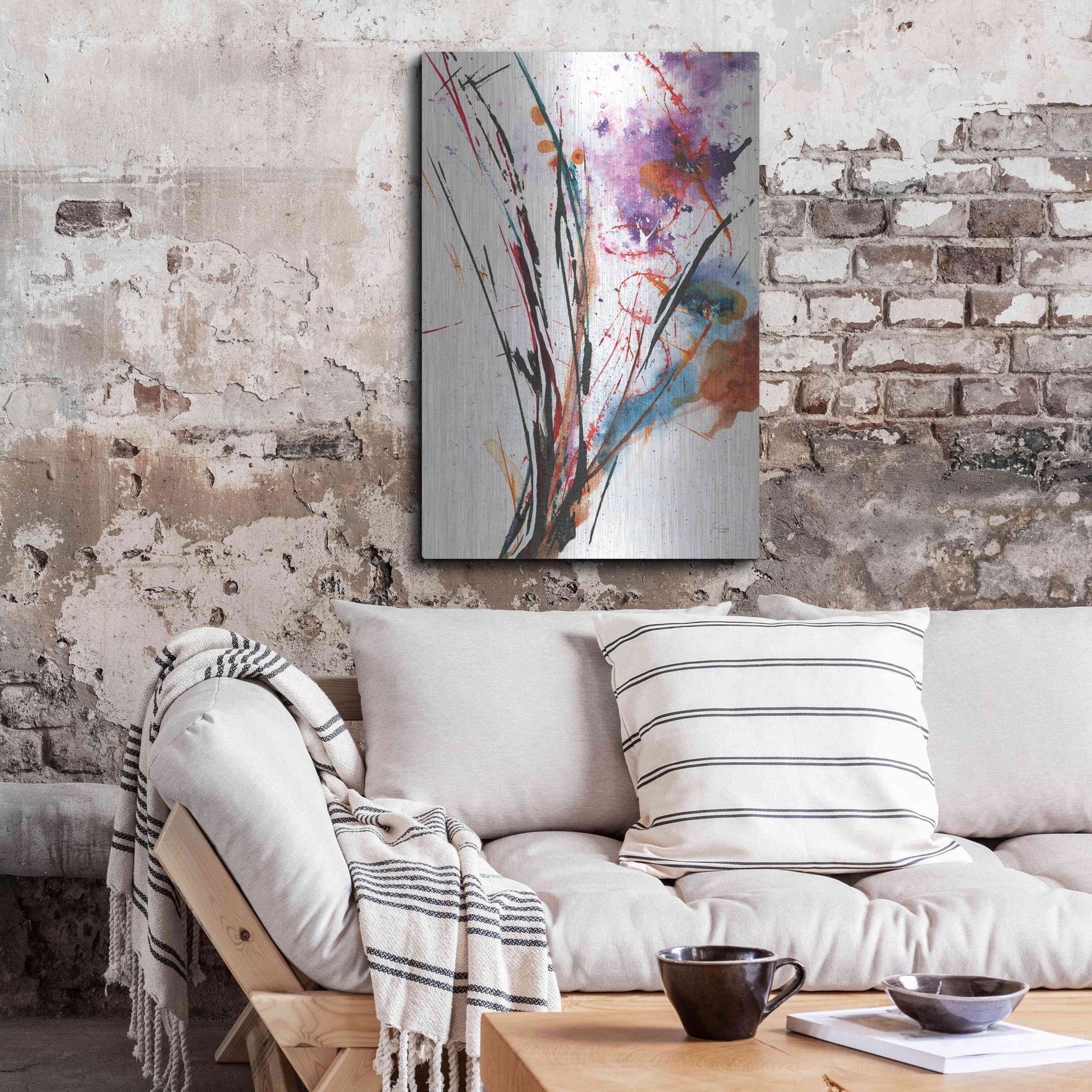 Luxe Metal Art 'Floral Explosion IV On White' by Jan Griggs, Metal Wall Art,24x36