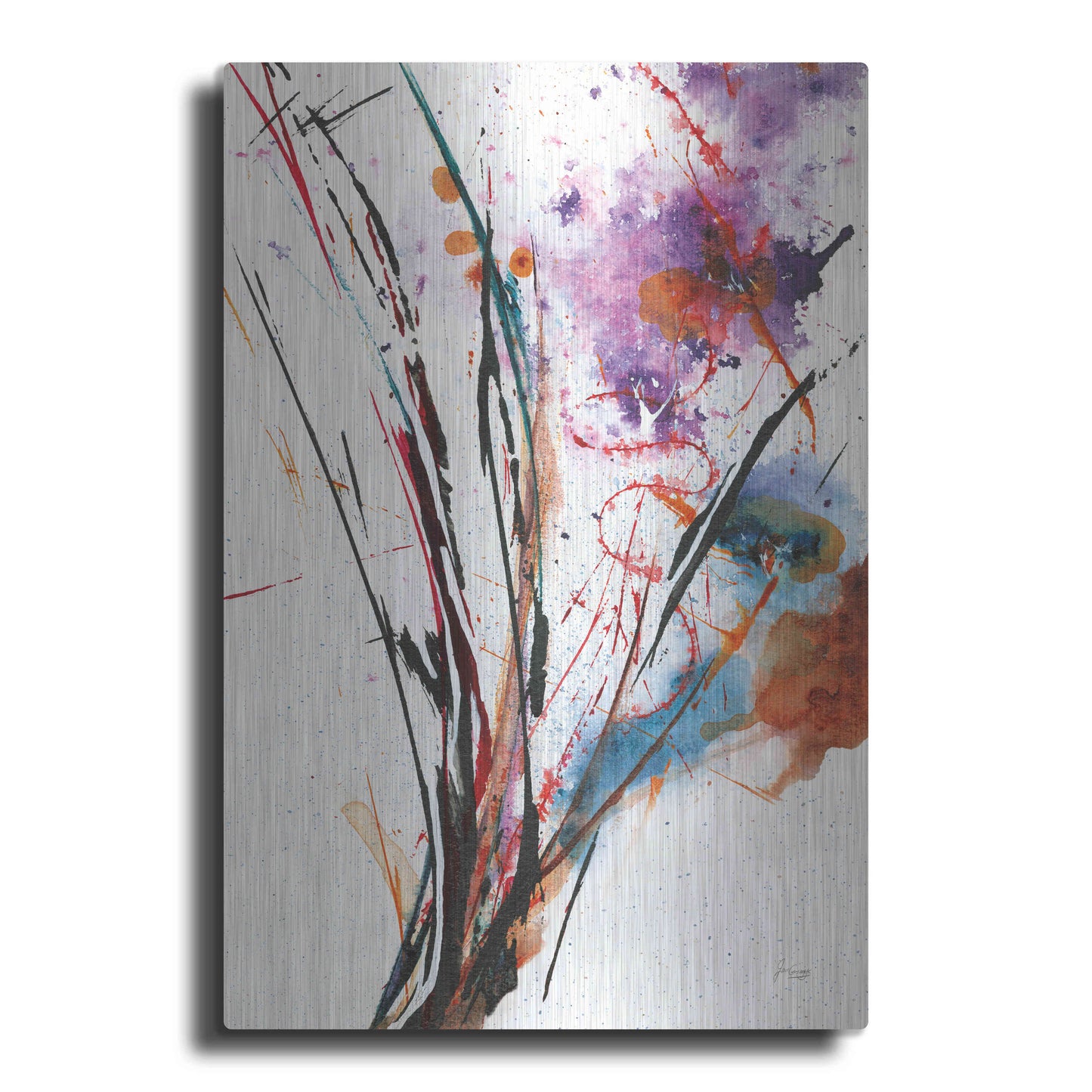 Luxe Metal Art 'Floral Explosion IV On White' by Jan Griggs, Metal Wall Art