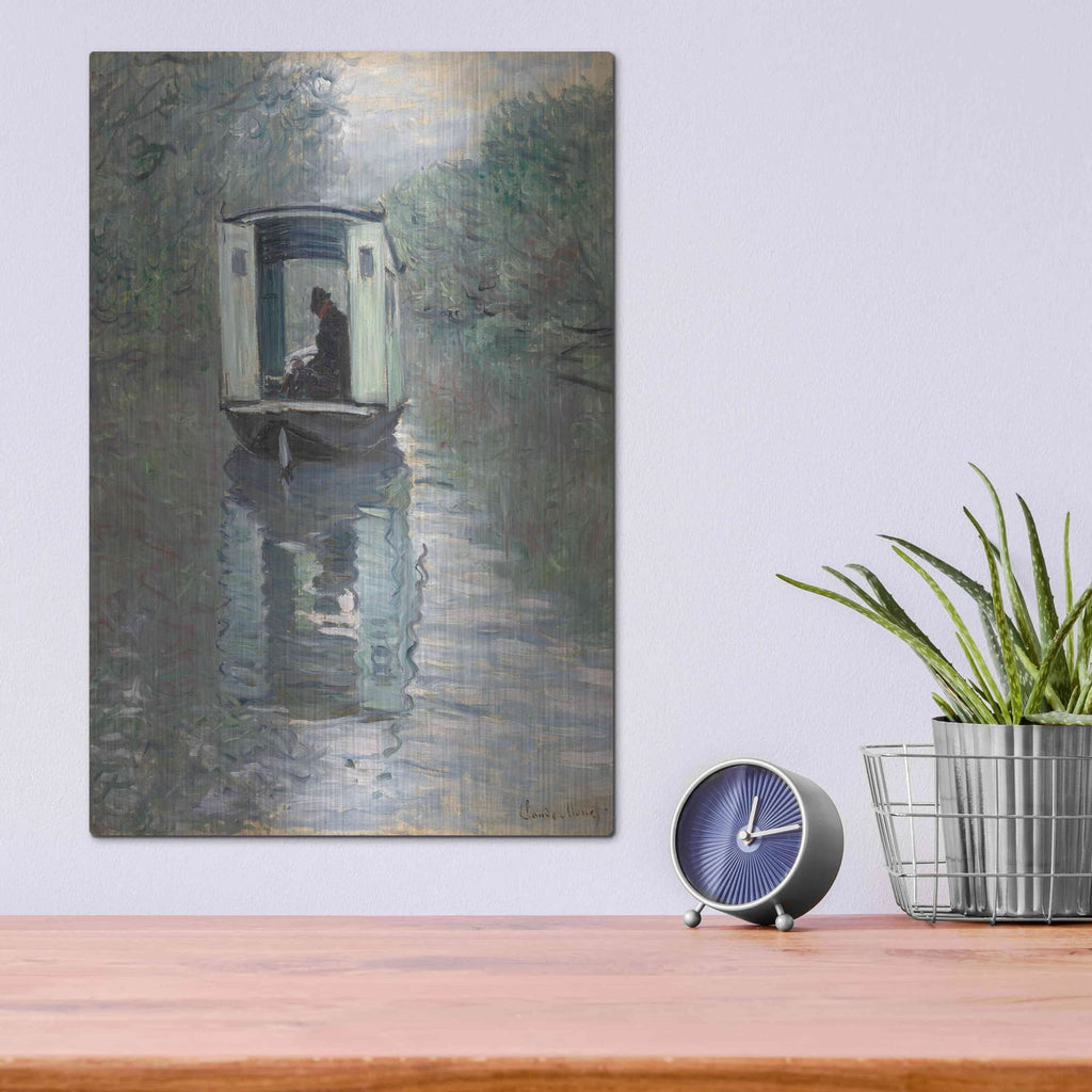 'The Studio Boat' by Claude Monet – Metal Wall Art, 12x16 room view