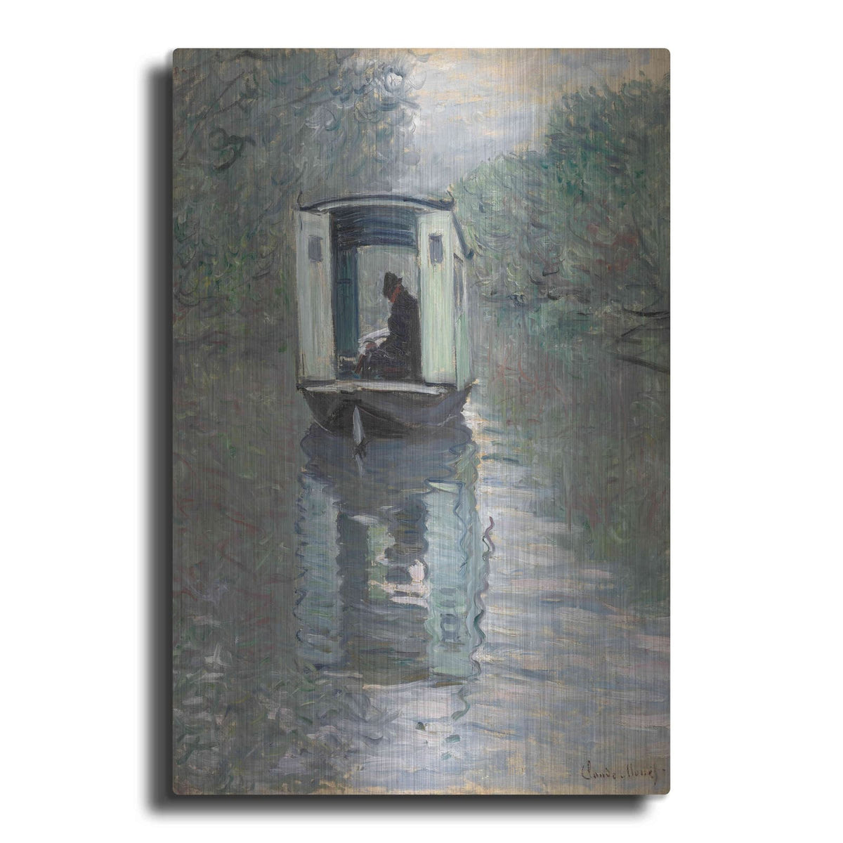 'The Studio Boat' by Claude Monet – Metal Wall Art