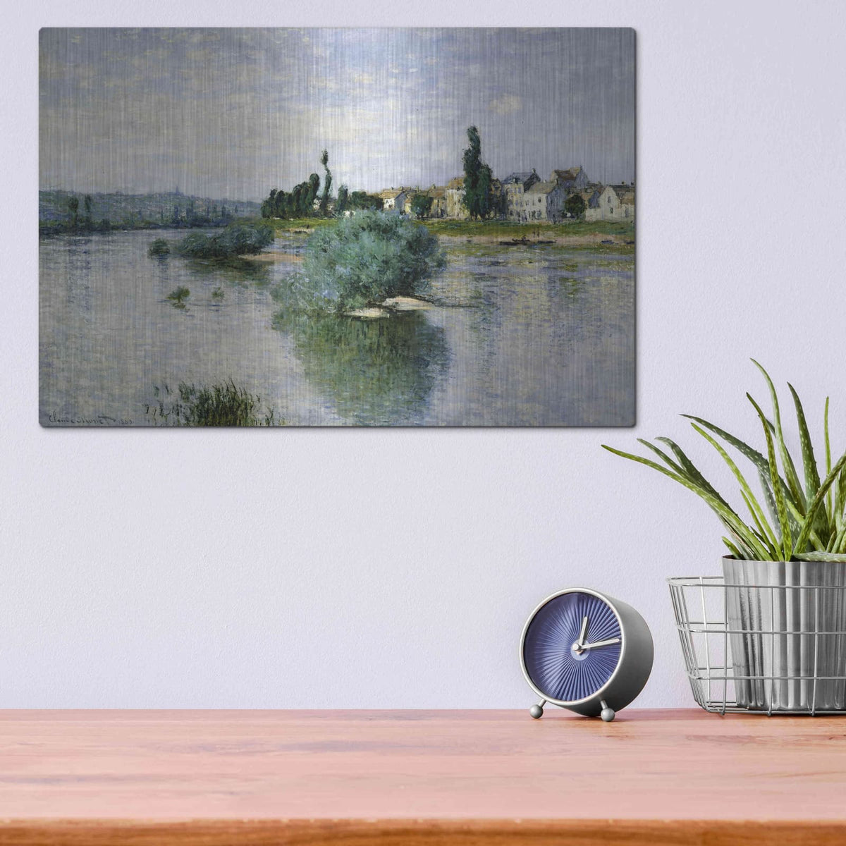 'The Seine At Lavacourt' by Claude Monet – Metal Wall Art, 16x12 room view