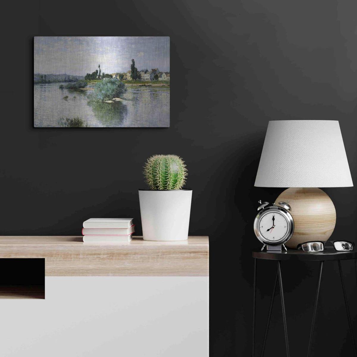 'The Seine At Lavacourt' by Claude Monet – Metal Wall Art, 24x16 room view