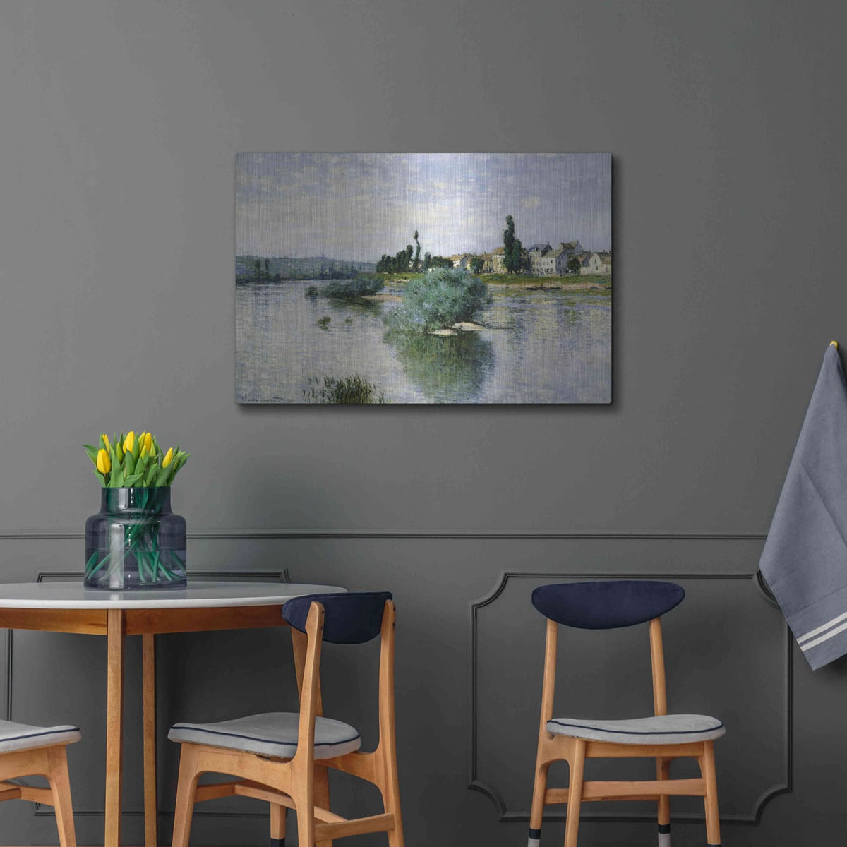 'The Seine At Lavacourt' by Claude Monet – Metal Wall Art, 36x24 room view