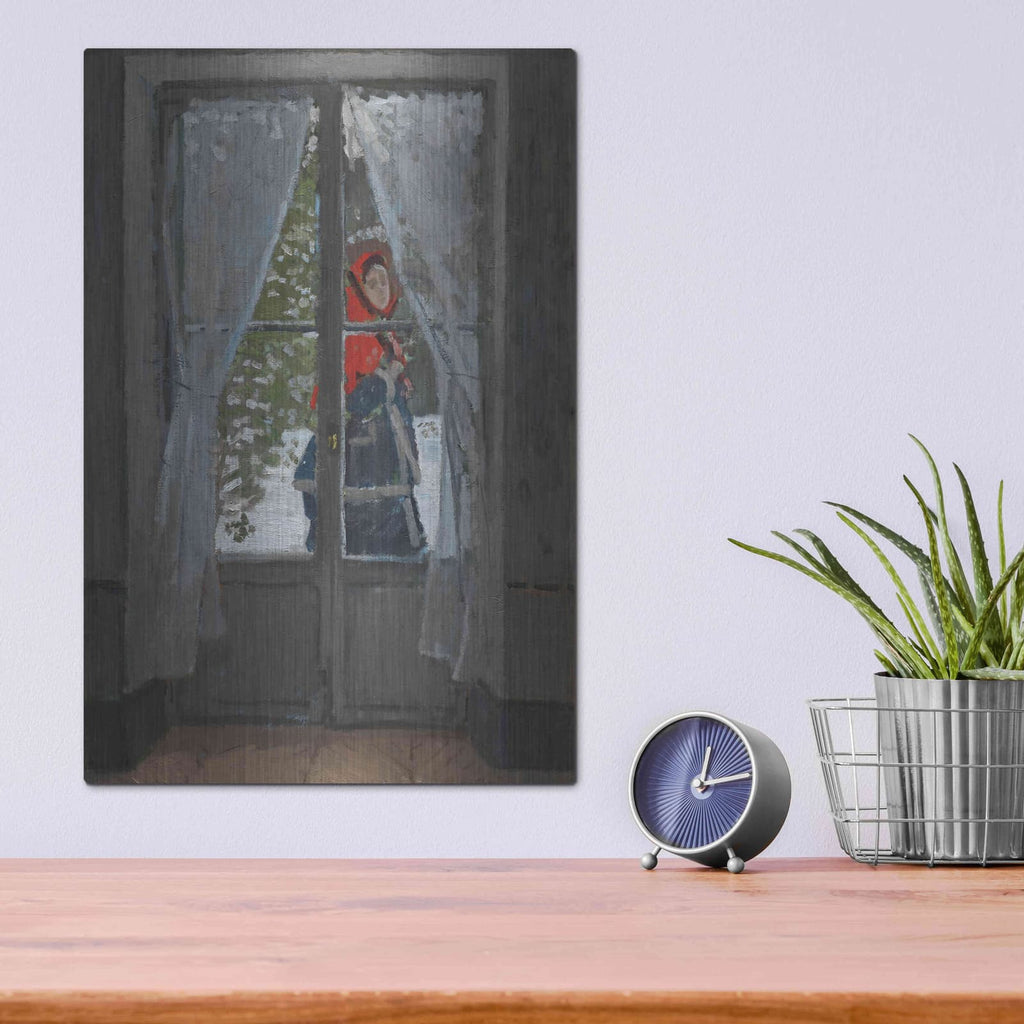 'The Red Kerchief' by Claude Monet – Metal Wall Art, 12x16 room view