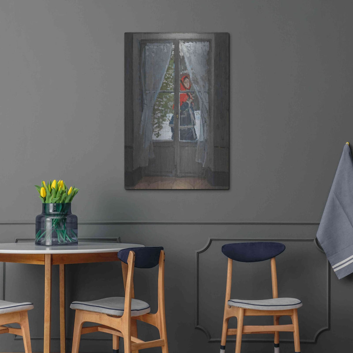 'The Red Kerchief' by Claude Monet – Metal Wall Art, 24x36 room view