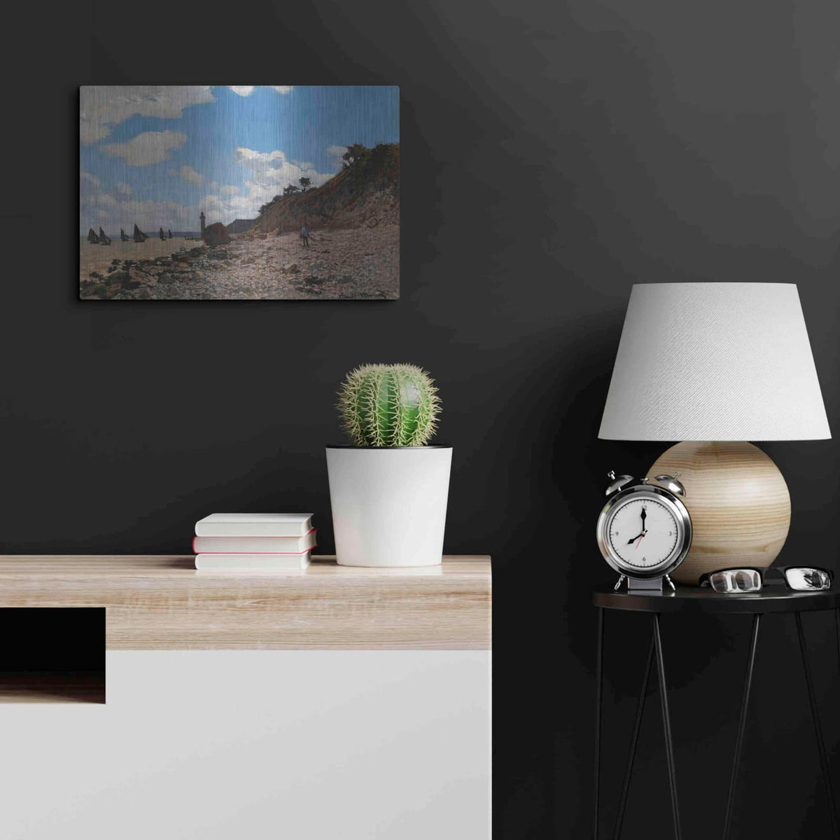'The Beach At Honfleur' by Claude Monet – Metal Wall Art, 24x16 room view
