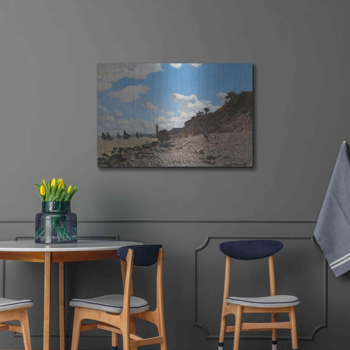 'The Beach At Honfleur' by Claude Monet – Metal Wall Art, 36x24 room view