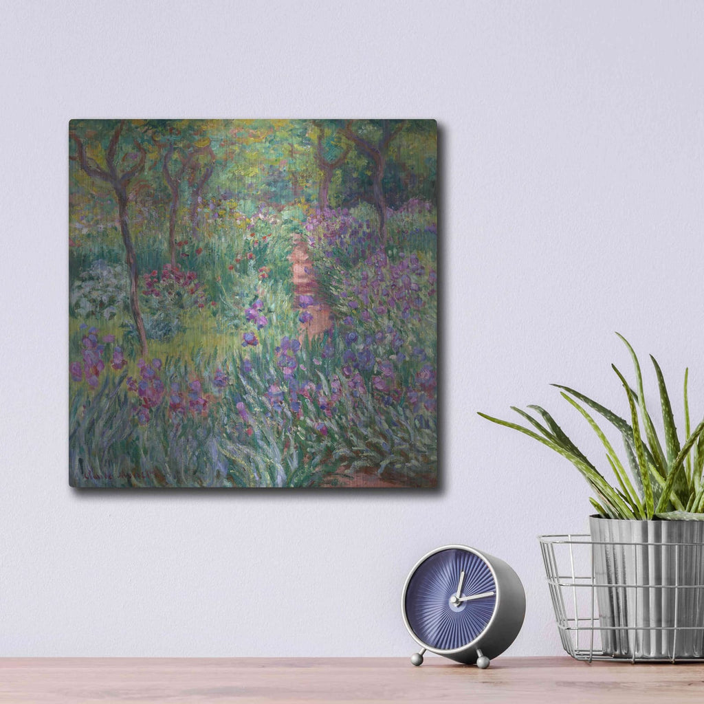 'The Artist’s Garden In Giverny' by Claude Monet – Metal Wall Art, 12x12 room view