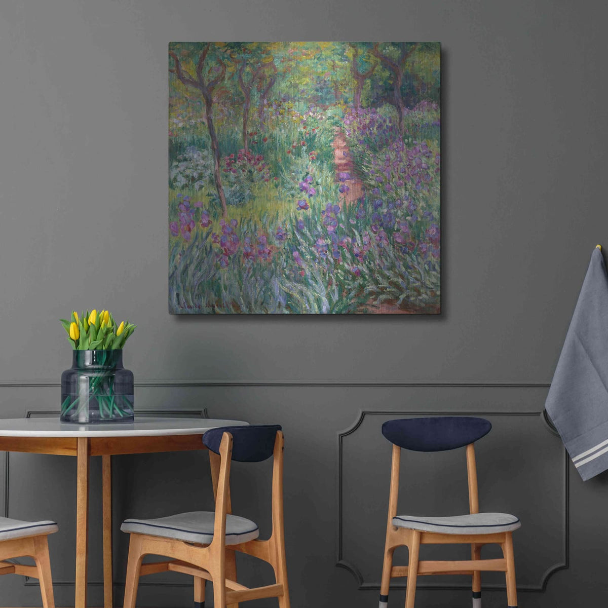 'The Artist’s Garden In Giverny' by Claude Monet – Metal Wall Art, 36x36 room view