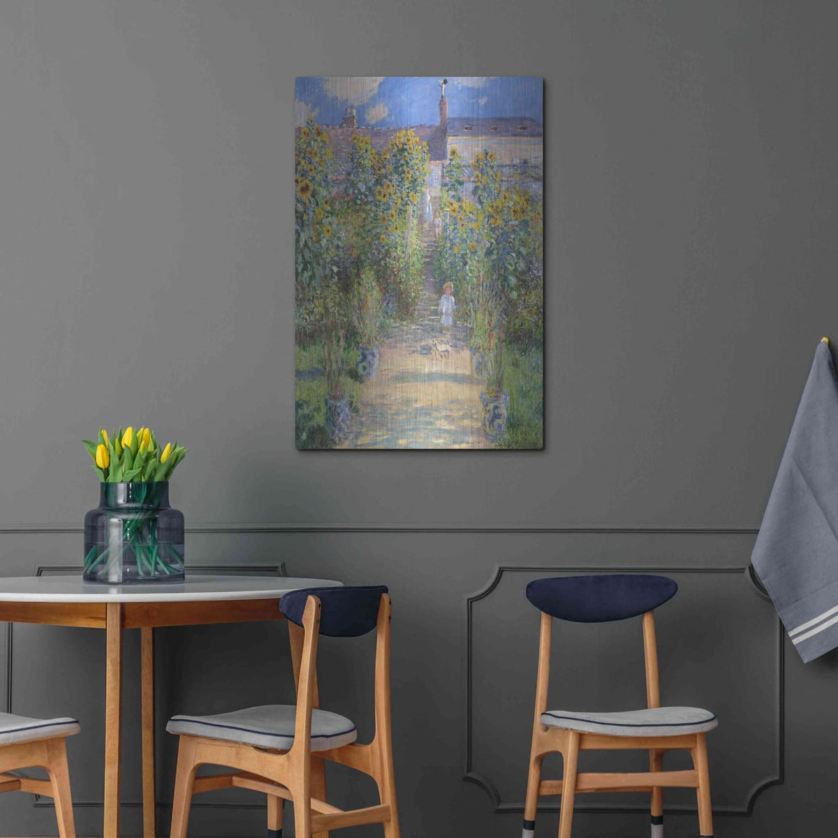 'The Artist’s Garden At Vétheuil' by Claude Monet – Metal Wall Art, 24x36 room view