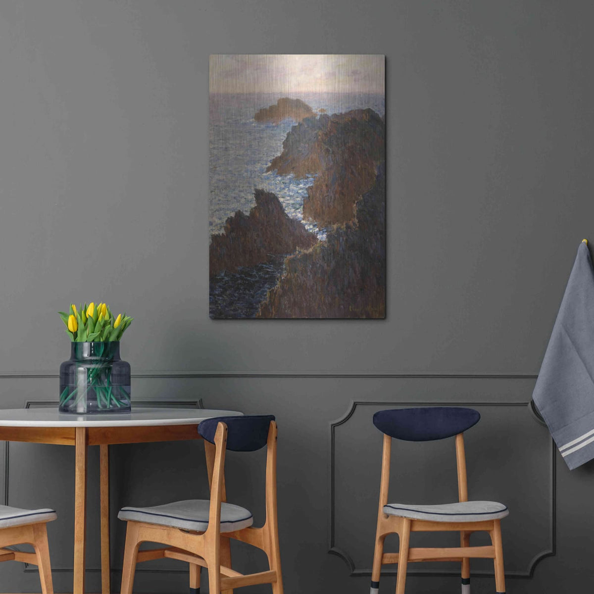 'Rocks At Belle Isle, Port Domois' by Claude Monet – Metal Wall Art, 24x36 room view