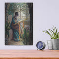 'Madame Monet Embroidering' by Claude Monet – Metal Wall Art, 12x16 room view