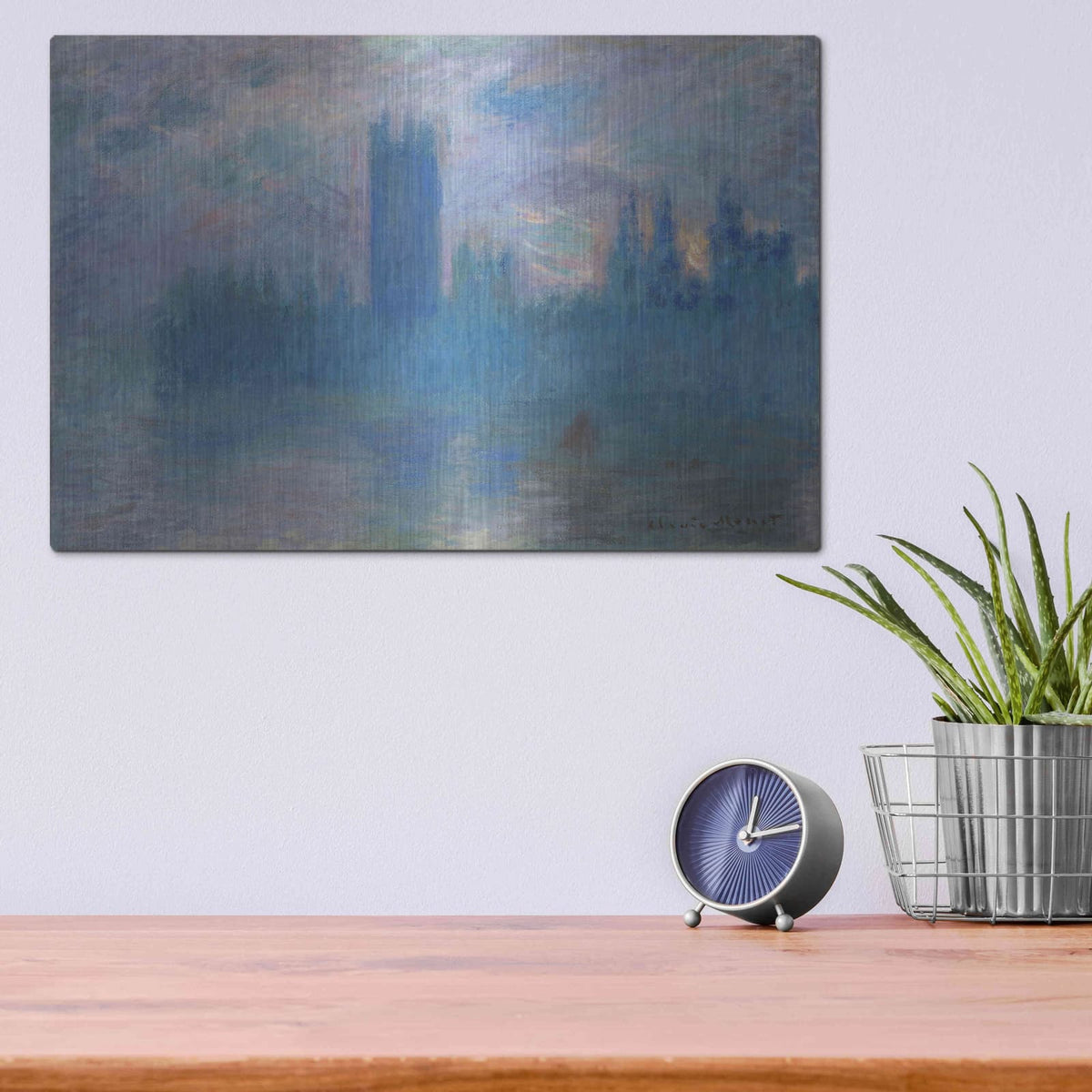 'Houses Of Parliament, London' by Claude Monet – Metal Wall Art, 16x12 room view