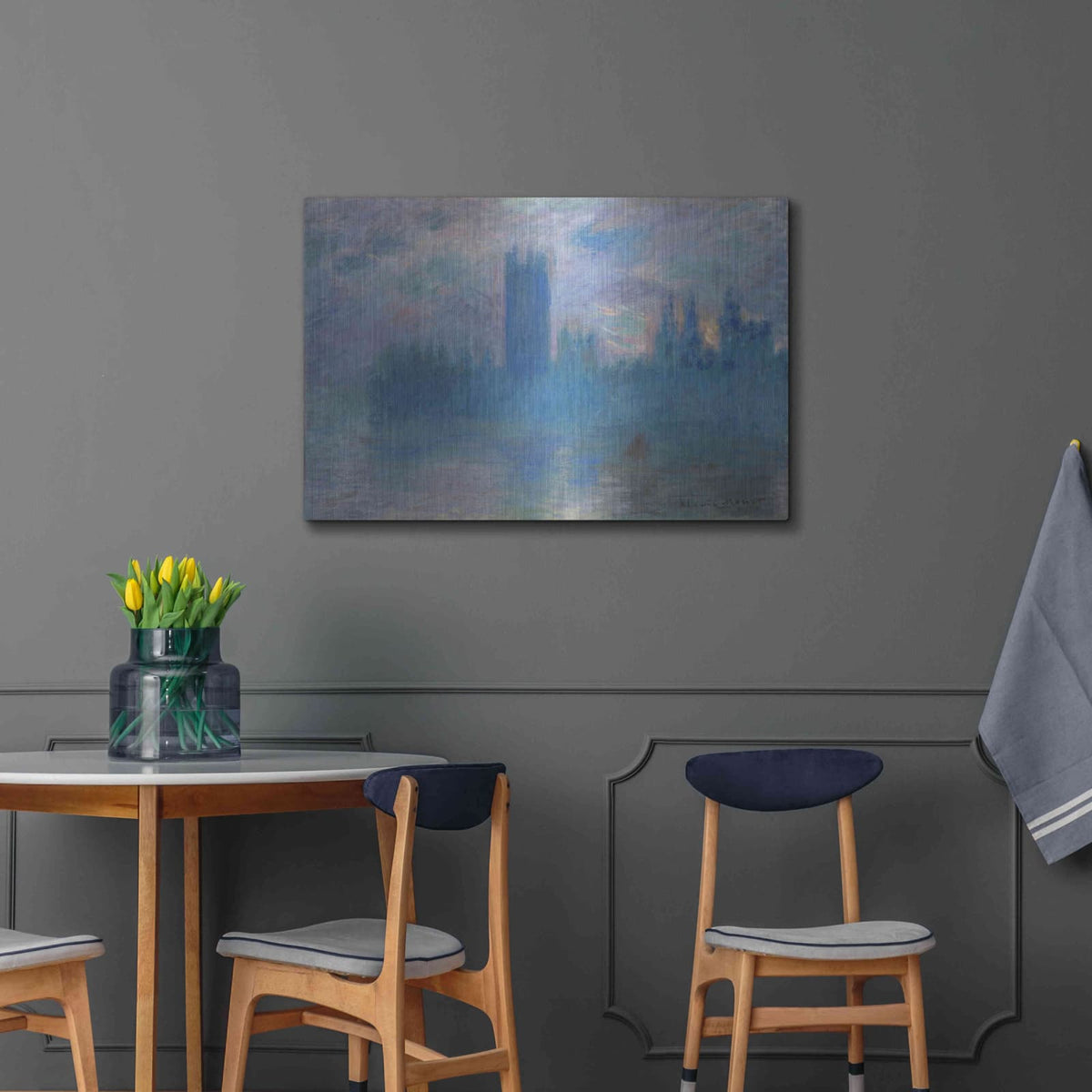 'Houses Of Parliament, London' by Claude Monet – Metal Wall Art, 36x24 room view