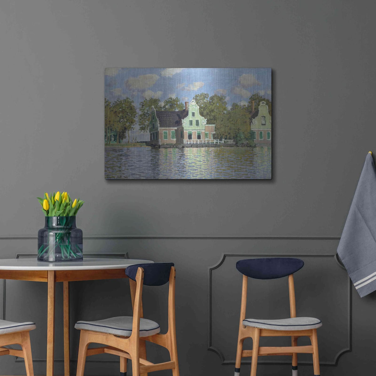 'Houses by The Bank Of The River Zaan' by Claude Monet – Metal Wall Art, 36x24 room view