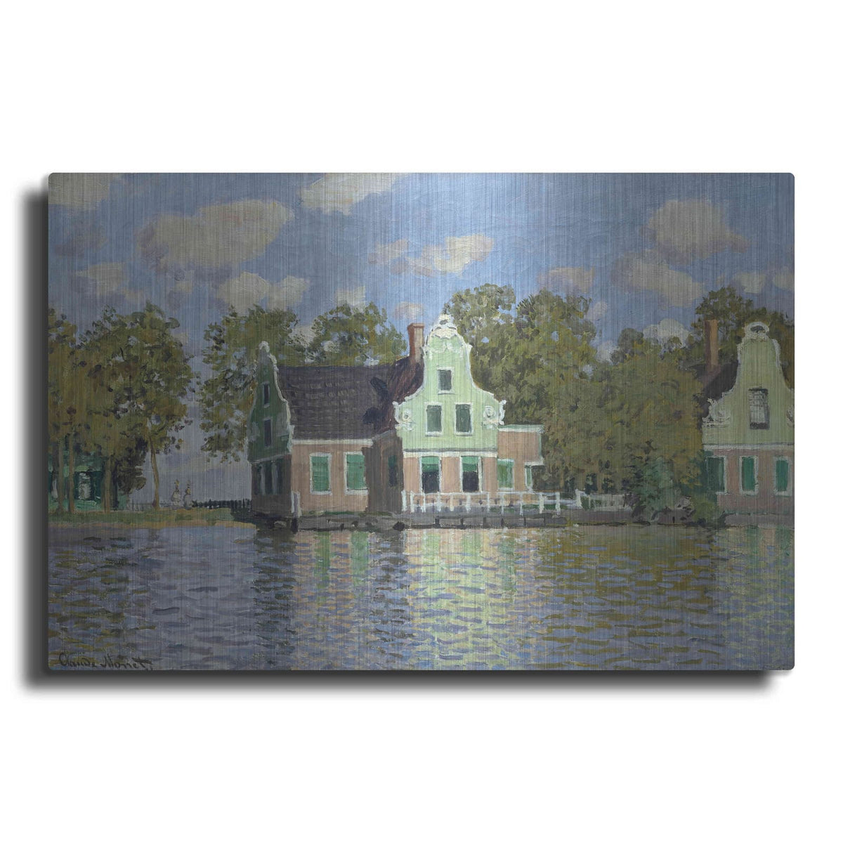 'Houses by The Bank Of The River Zaan' by Claude Monet – Metal Wall Art