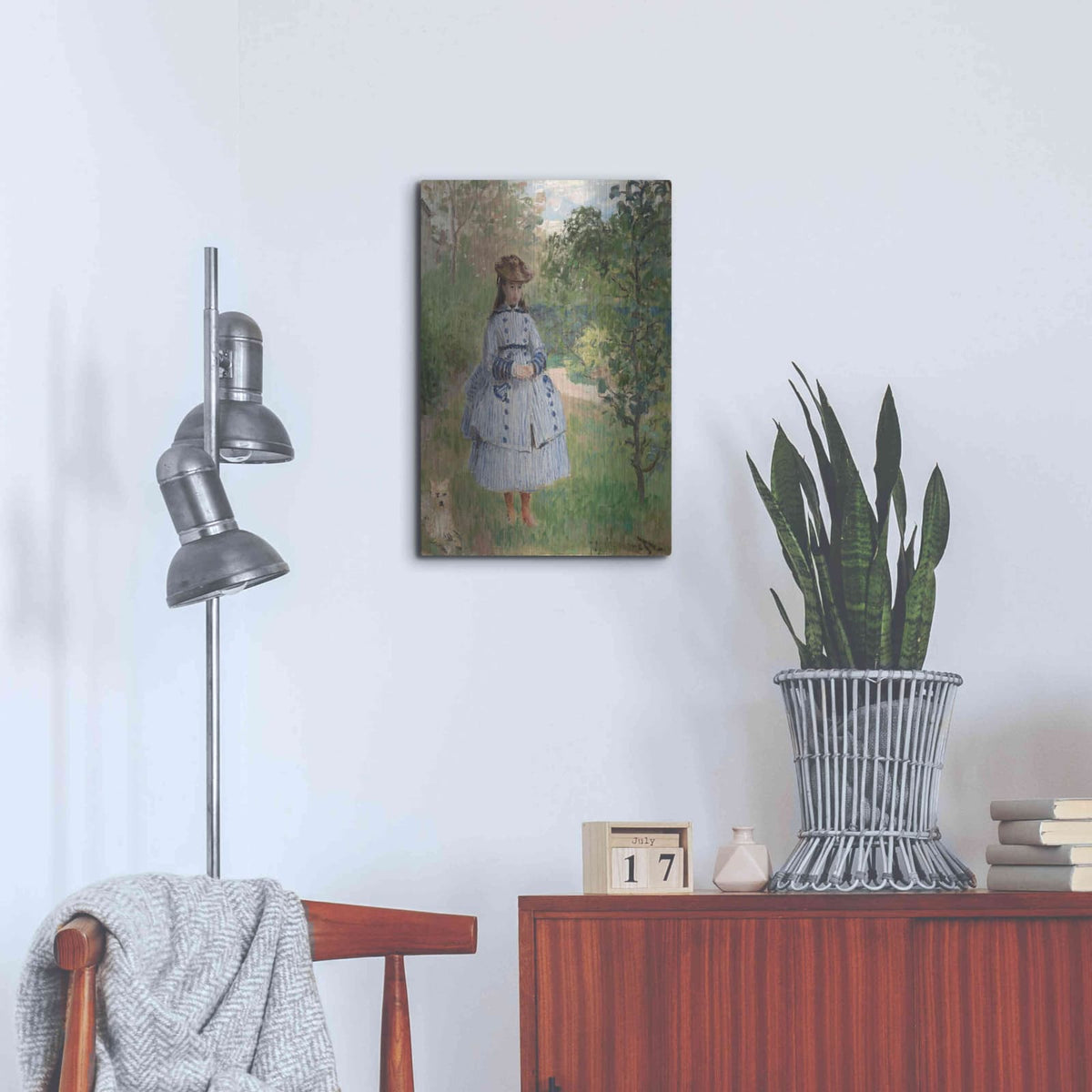 'Girl With Dog' by Claude Monet – Metal Wall Art, 16x24 room view
