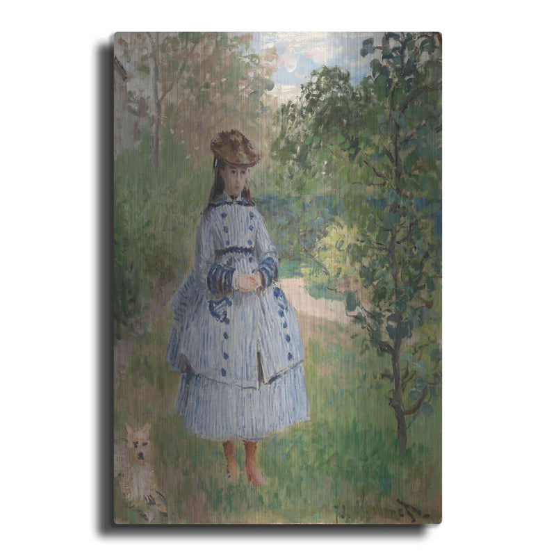 'Girl With Dog' by Claude Monet – Metal Wall Art