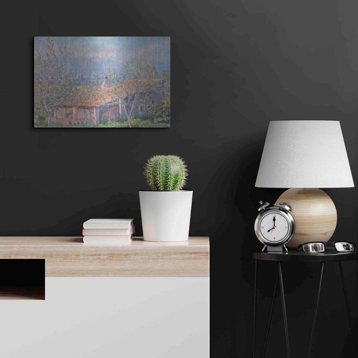 'Gardener’s House At Antibes' by Claude Monet – Metal Wall Art, 24x16 room view