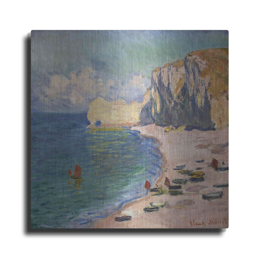 'Etretat, The Beach And The Falaise D Amont' by Claude Monet – Metal Wall Art