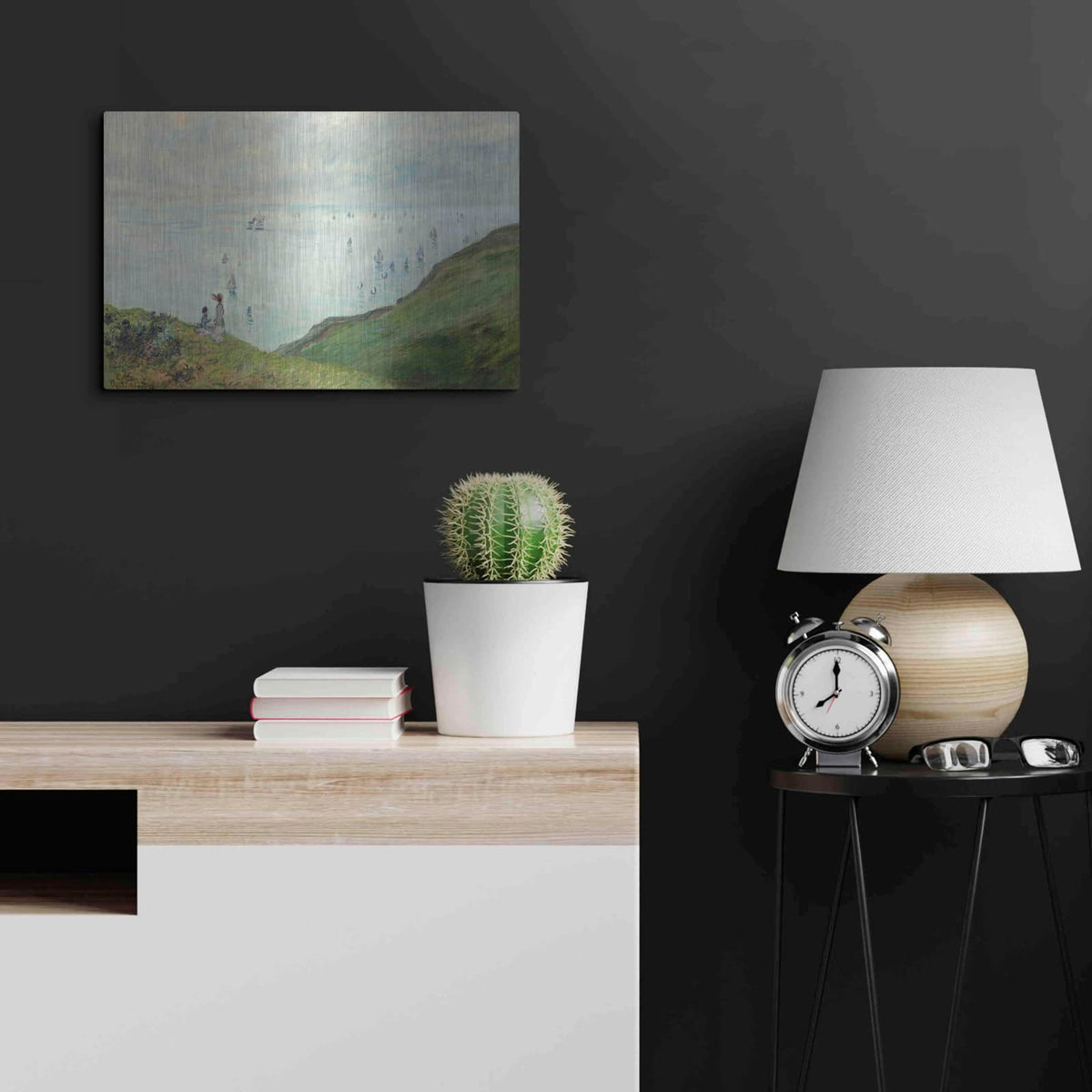 'Cliffs At Pourville' by Claude Monet – Metal Wall Art, 24x16 room view