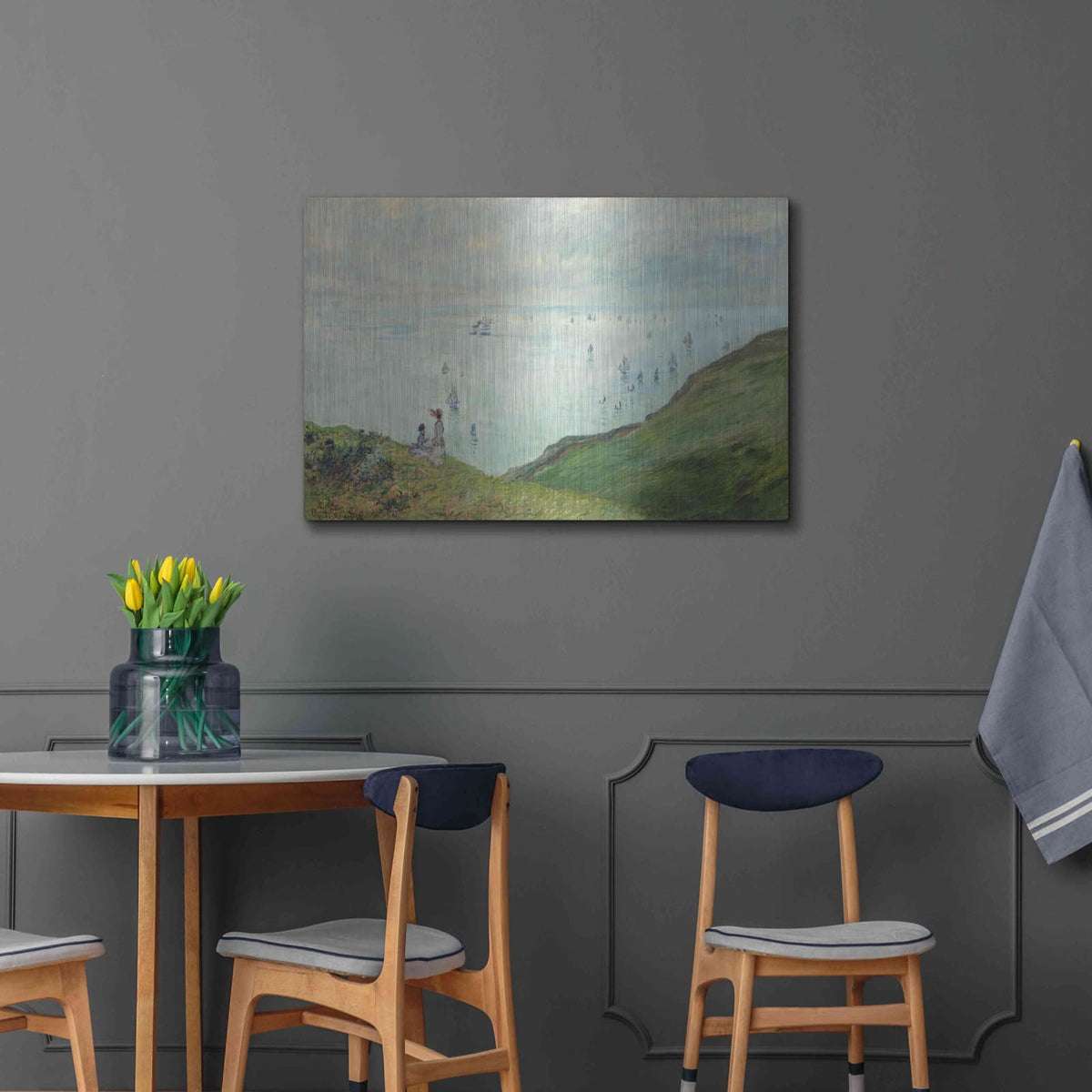 'Cliffs At Pourville' by Claude Monet – Metal Wall Art, 36x24 room view