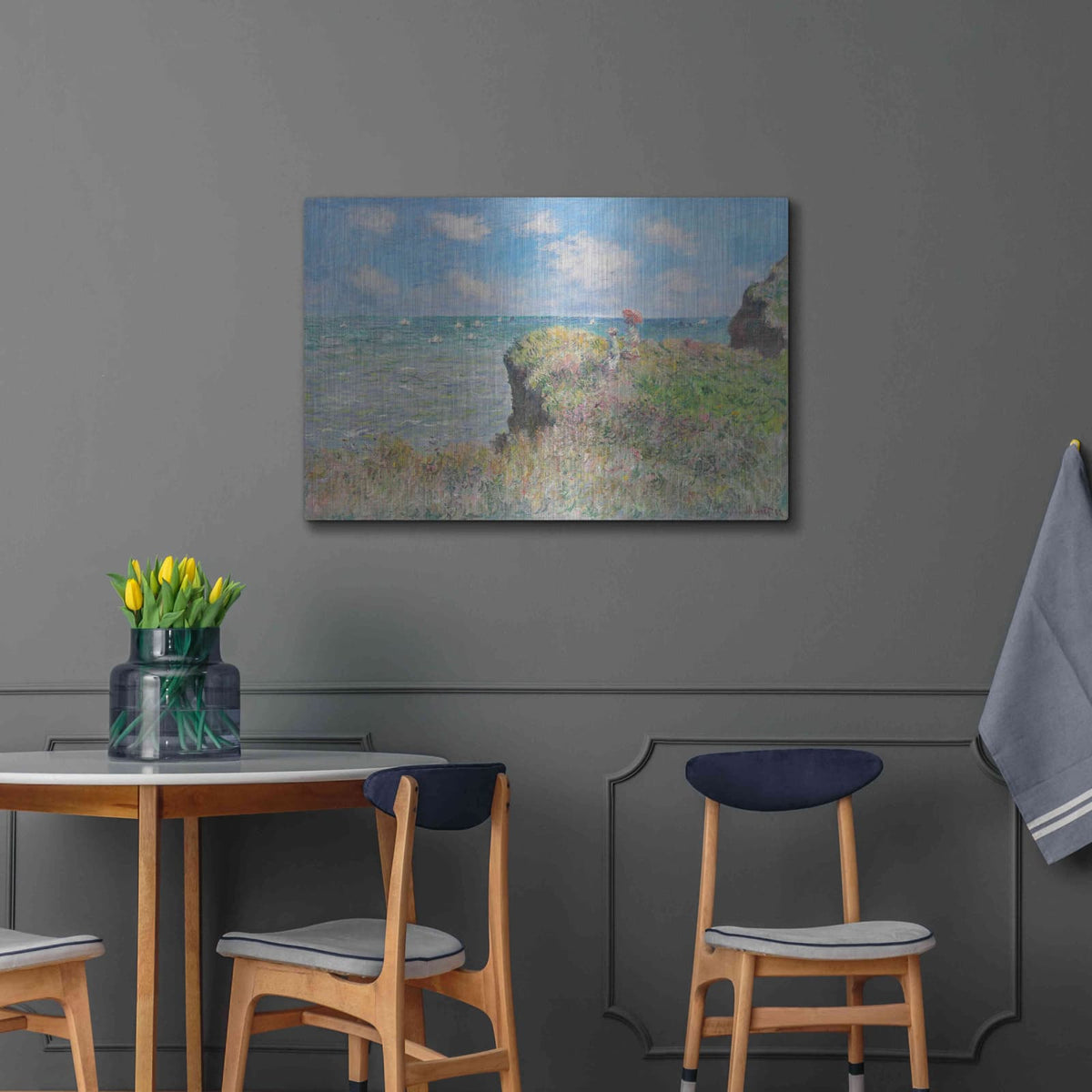 'Cliff Walk At Pourville' by Claude Monet – Metal Wall Art, 36x24 room view