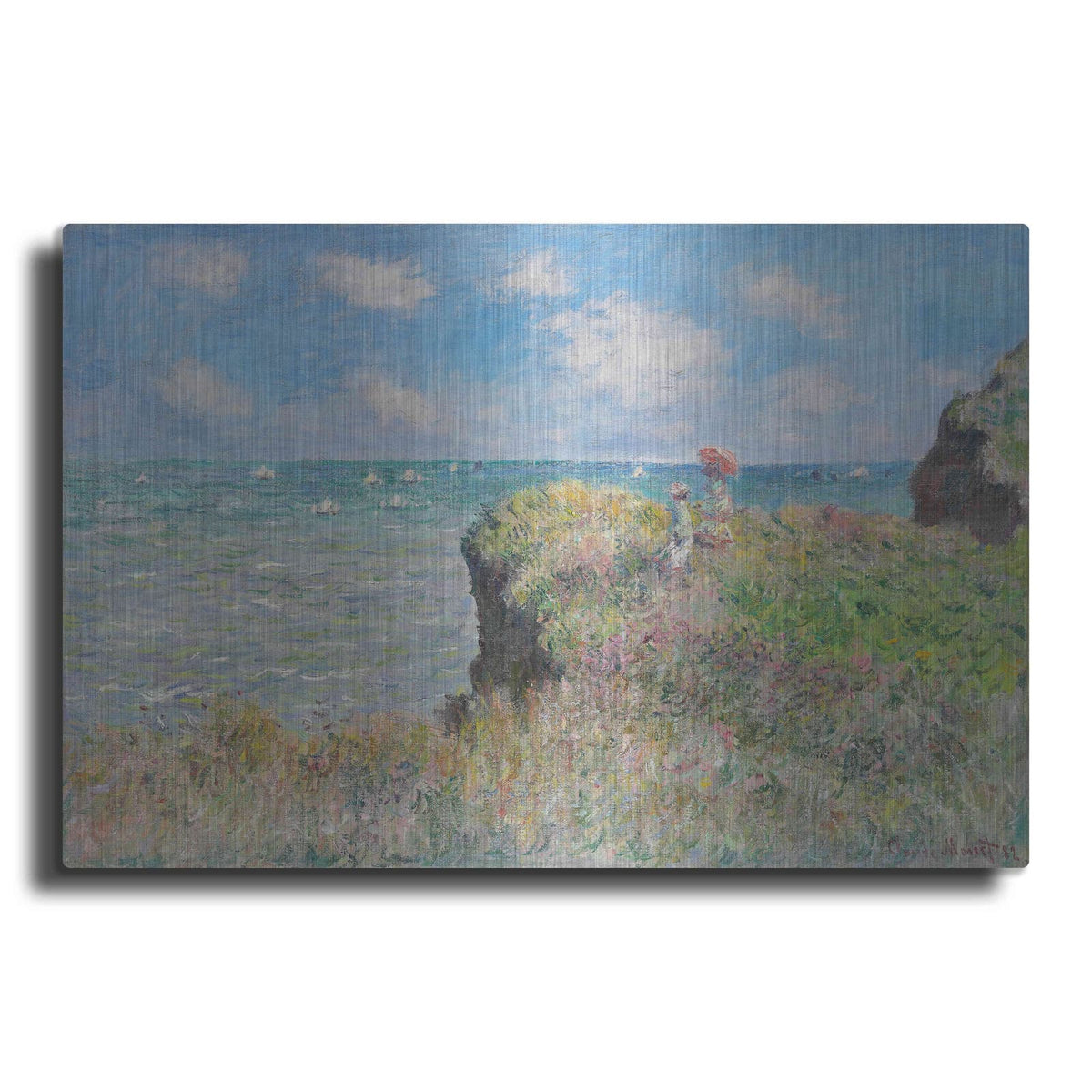 'Cliff Walk At Pourville' by Claude Monet – Metal Wall Art