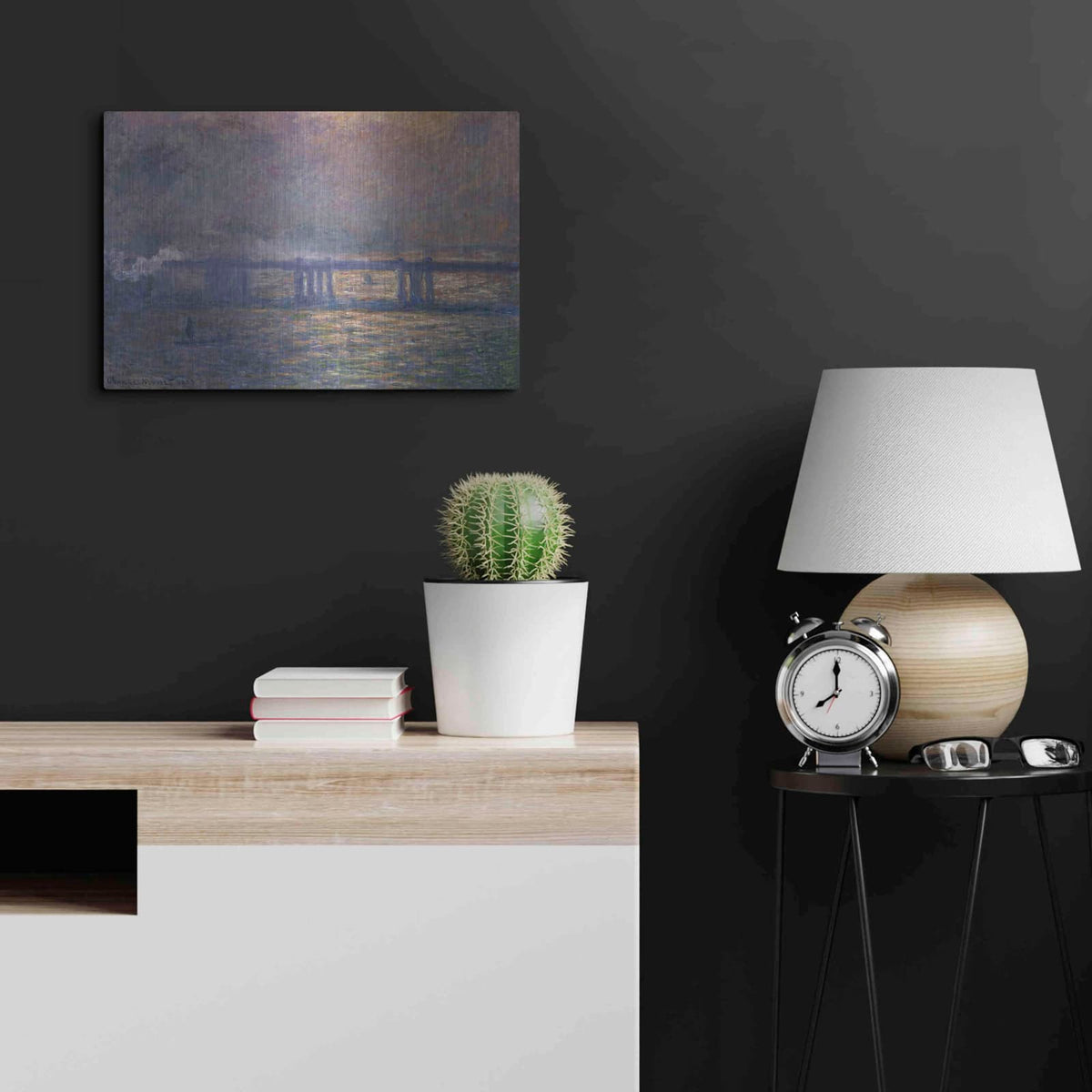 'Charing Cross Bridge' by Claude Monet – Metal Wall Art, 24x16 room view