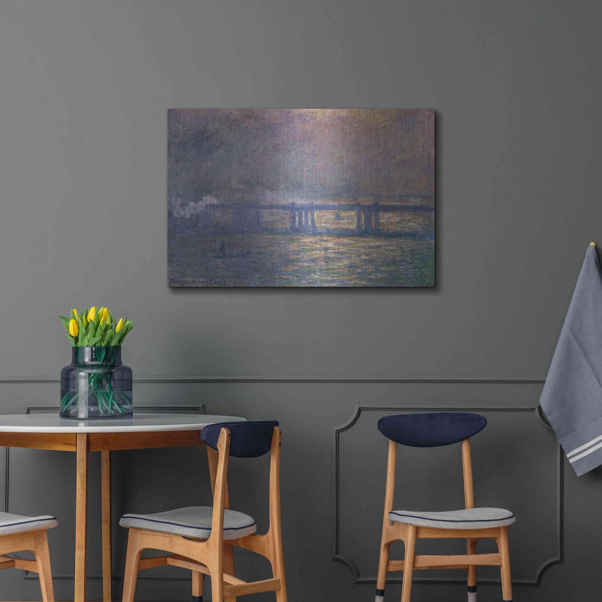 'Charing Cross Bridge' by Claude Monet – Metal Wall Art, 36x24 room view