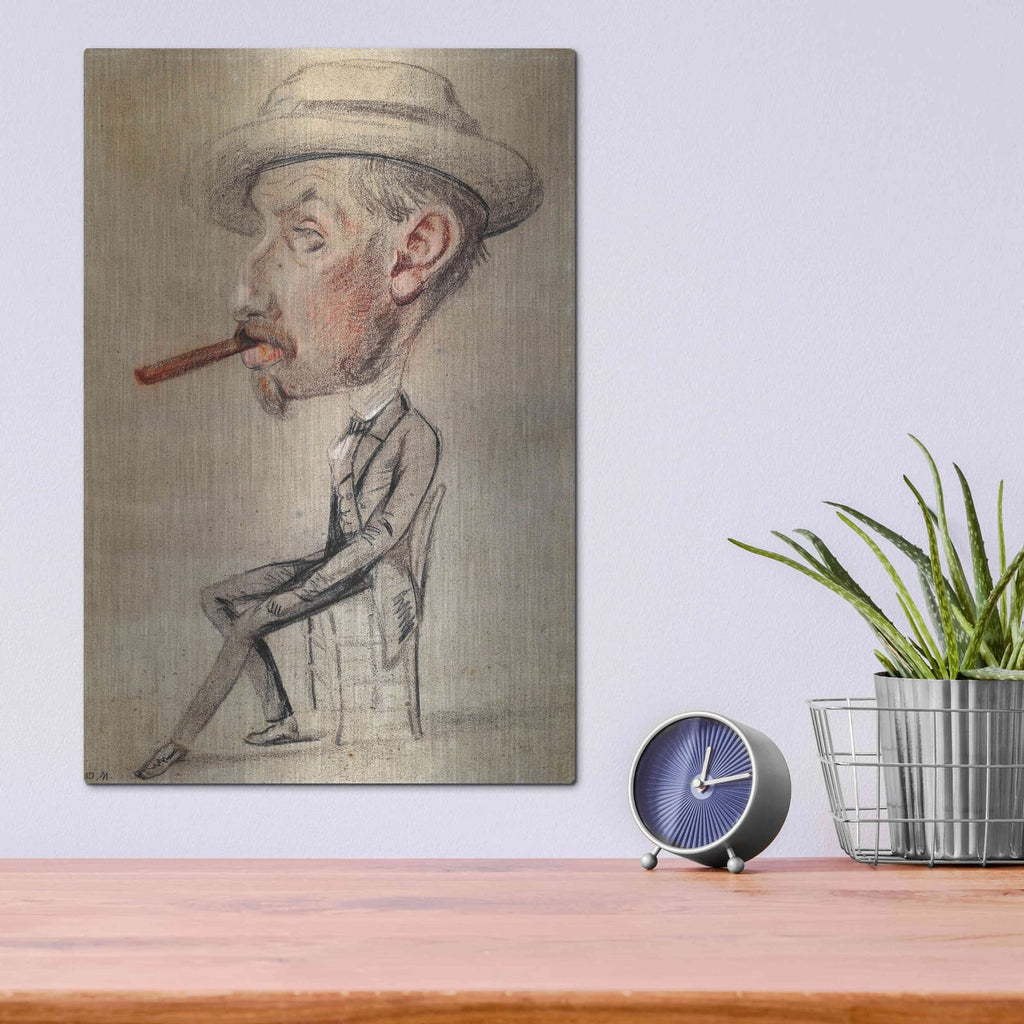 'Caricature Of A Man With A Big Cigar' by Claude Monet – Metal Wall Art, 12x16 room view