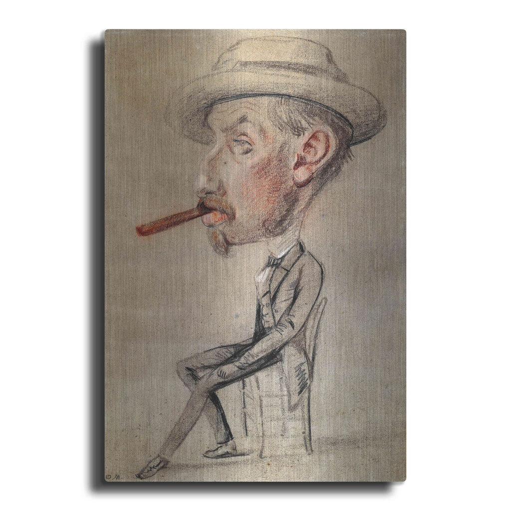 'Caricature Of A Man With A Big Cigar' by Claude Monet – Metal Wall Art