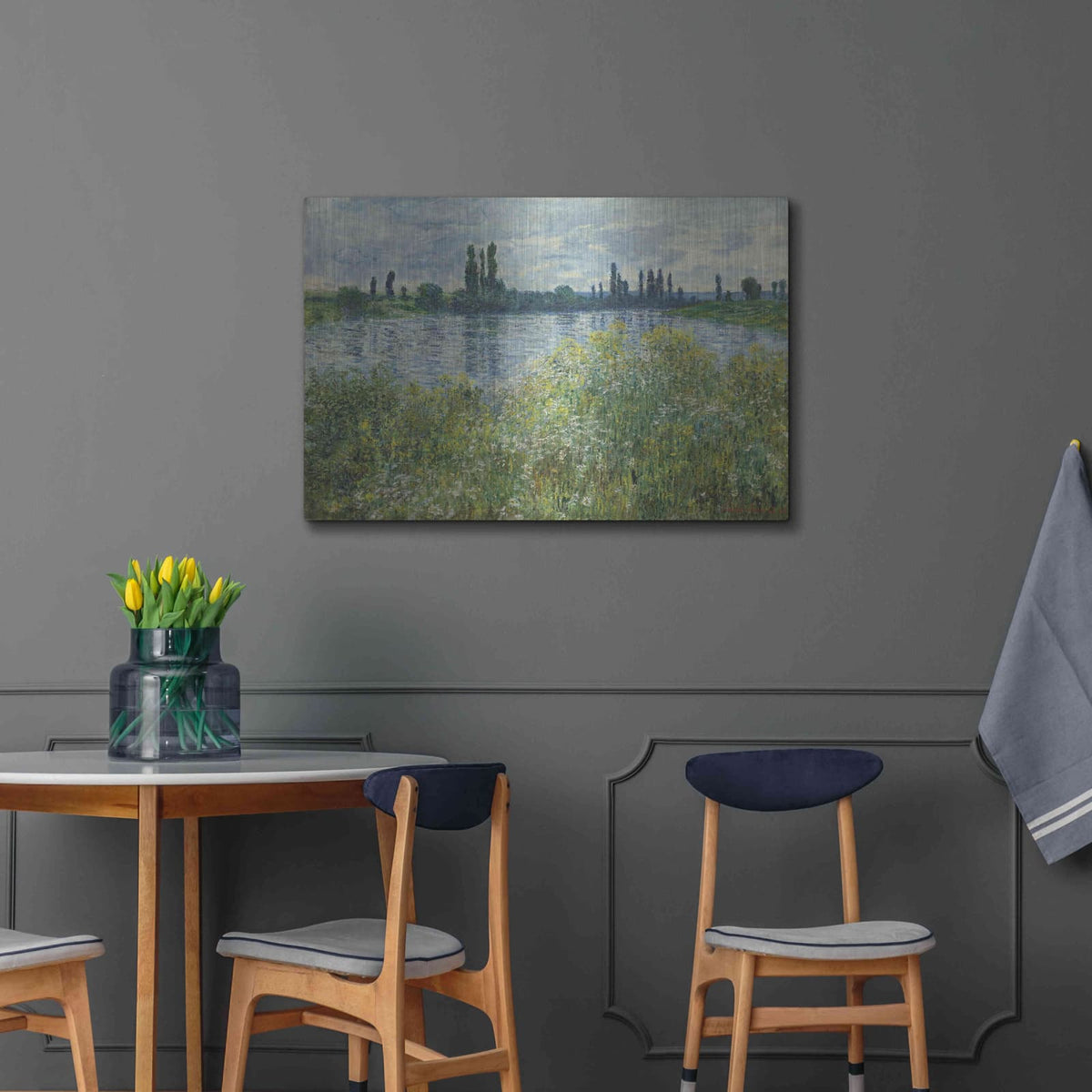 'Banks Od The Seine, Vetheuil' by Claude Monet – Metal Wall Art, 36x24 room view