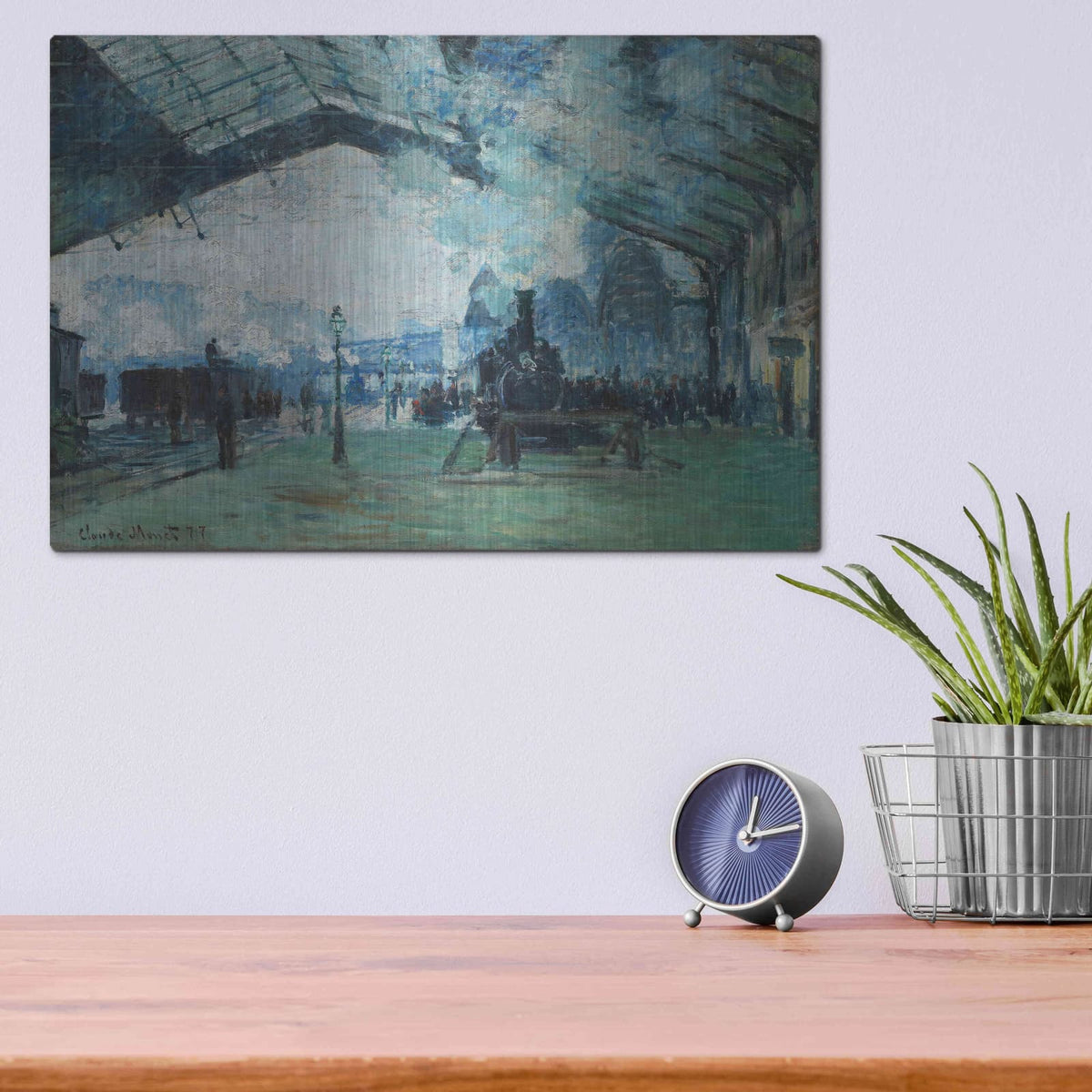 'Ariival Of The Normandy Train' by Claude Monet – Metal Wall Art, 16x12 room view