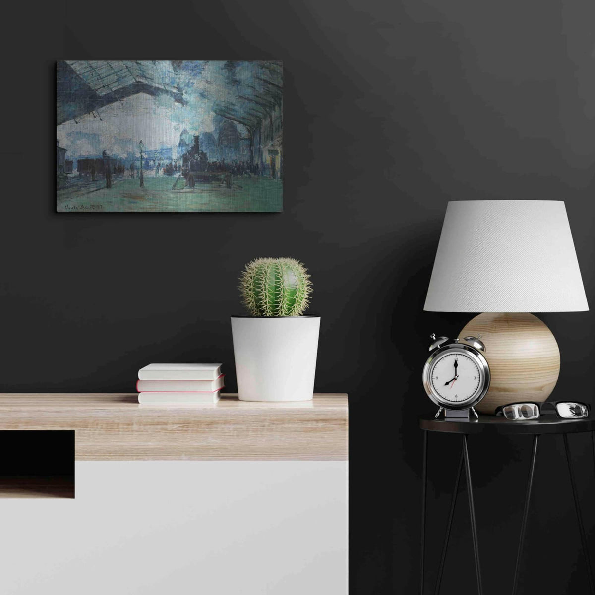 'Ariival Of The Normandy Train' by Claude Monet – Metal Wall Art, 24x16 room view