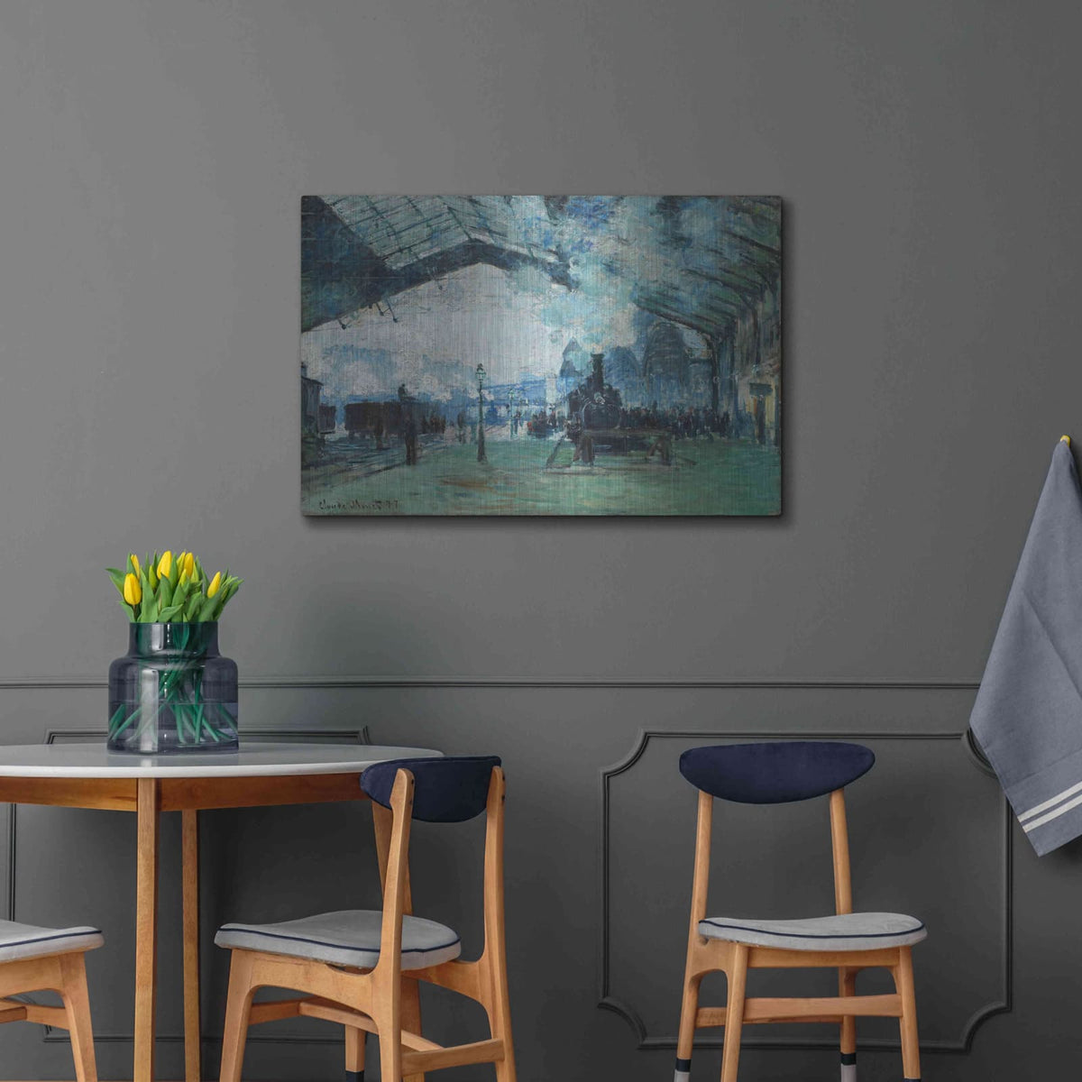 'Ariival Of The Normandy Train' by Claude Monet – Metal Wall Art, 36x24 room view