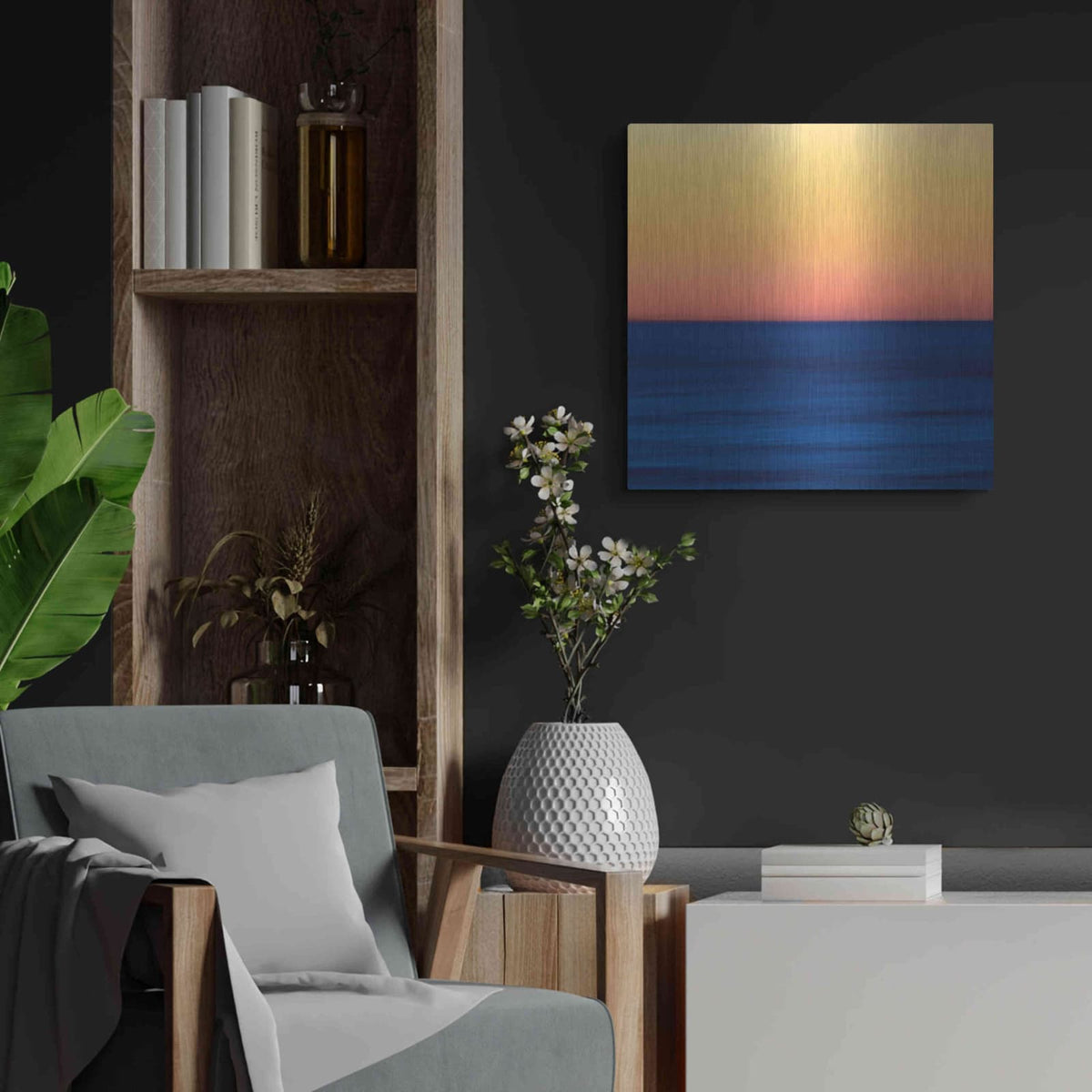 'Fire Water' by Kathrine Gendreau – Metal Wall Art, 24x24 room view