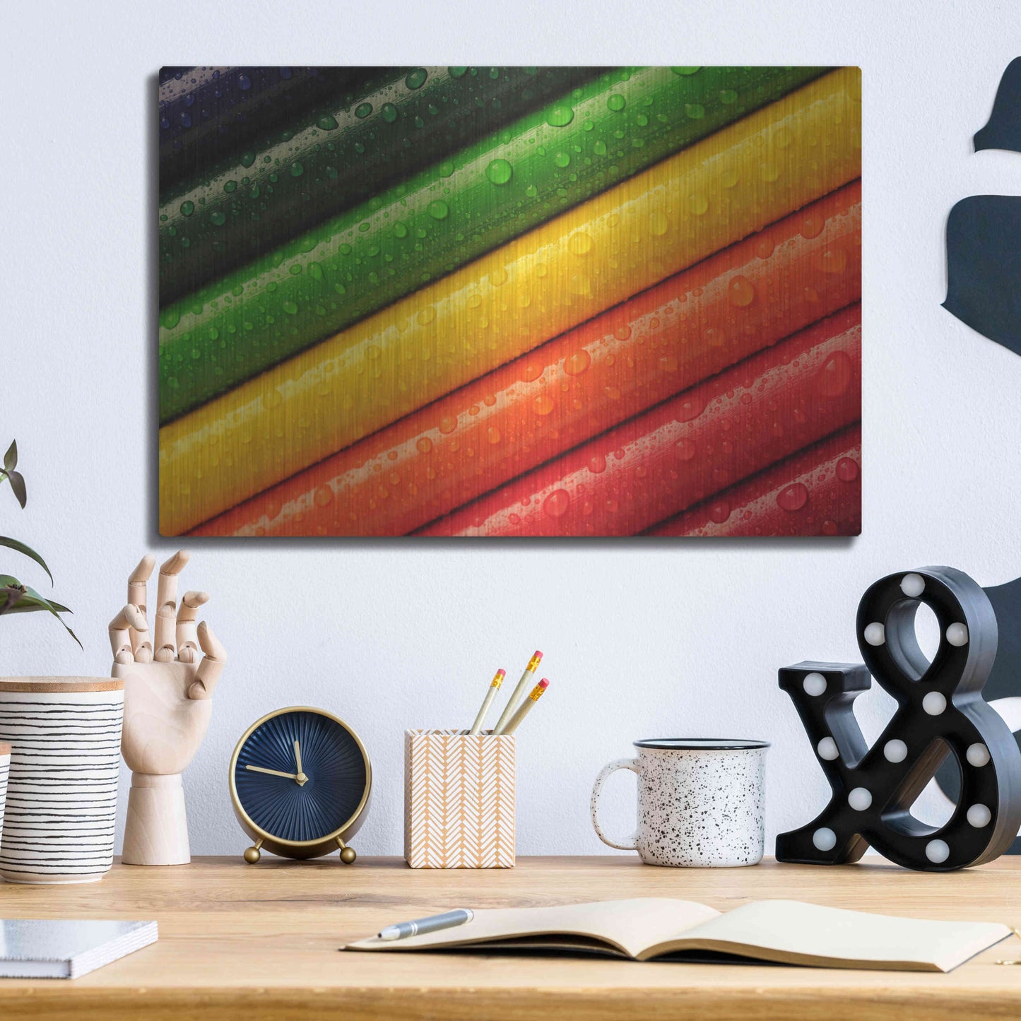 Luxe Metal Art 'Pencil Rainbow' by Luxe Portfolio, Metal Wall Art,16x12