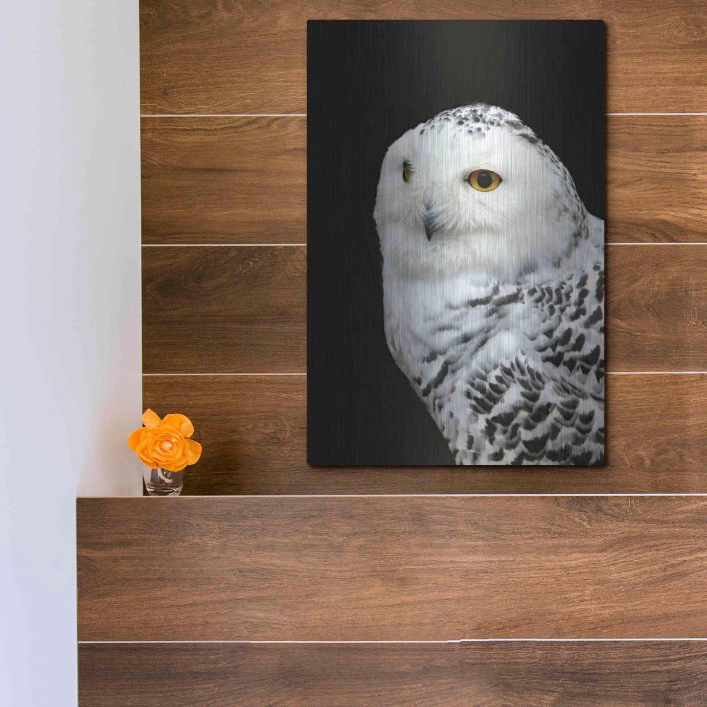 Luxe Metal Art 'Snowy Owl' by Luxe Portfolio, Metal Wall Art,12x16