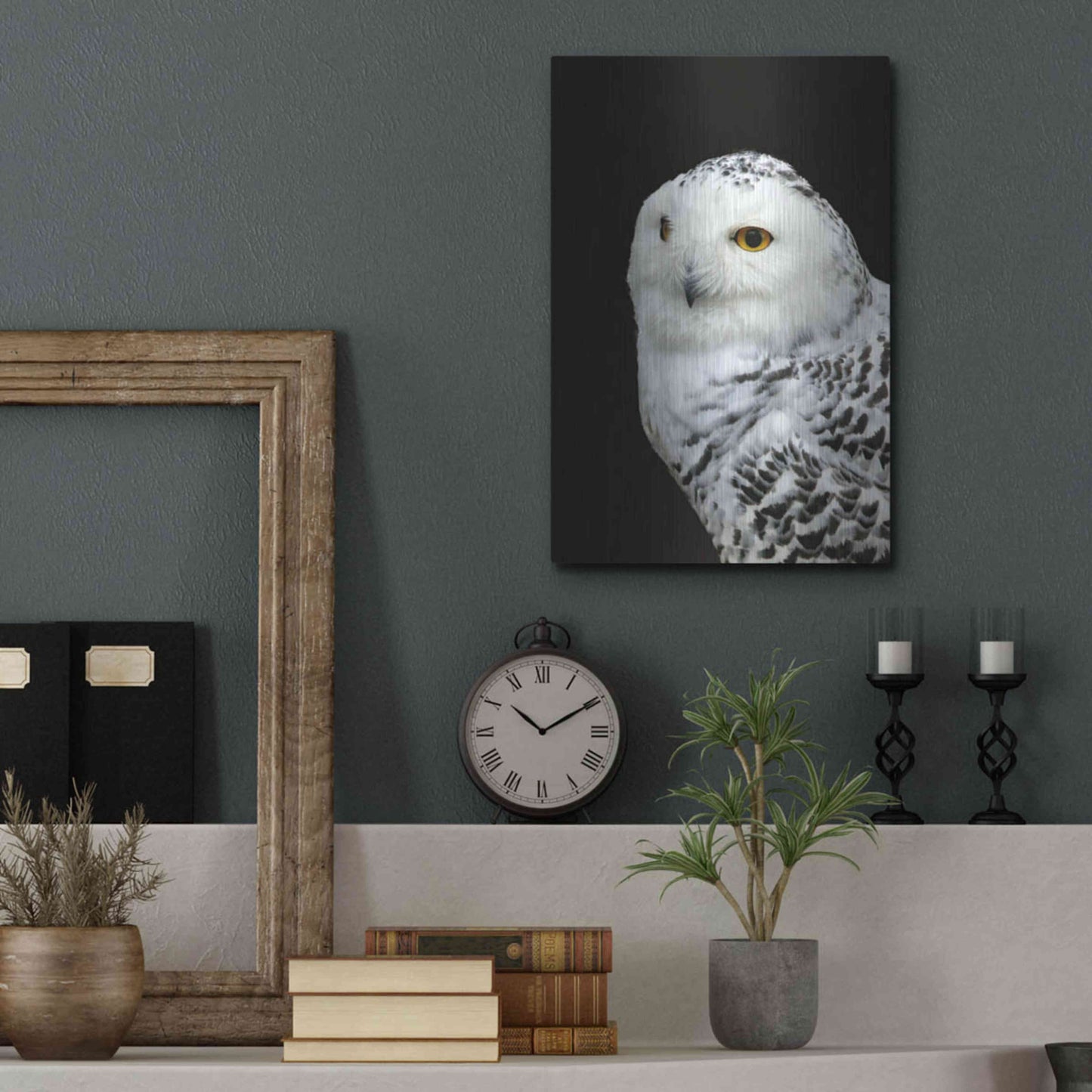 Luxe Metal Art 'Snowy Owl' by Luxe Portfolio, Metal Wall Art,12x16