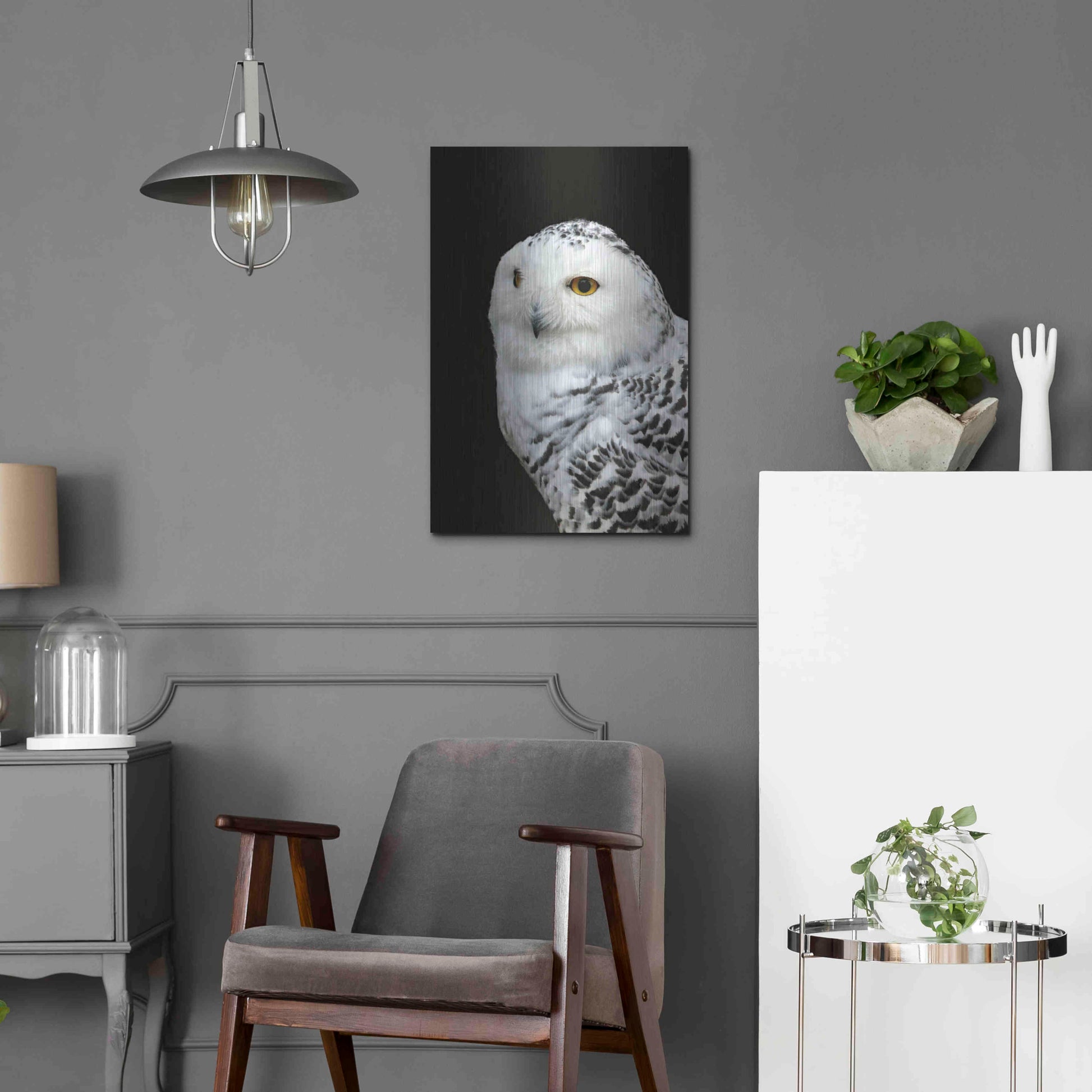 Luxe Metal Art 'Snowy Owl' by Luxe Portfolio, Metal Wall Art,16x24