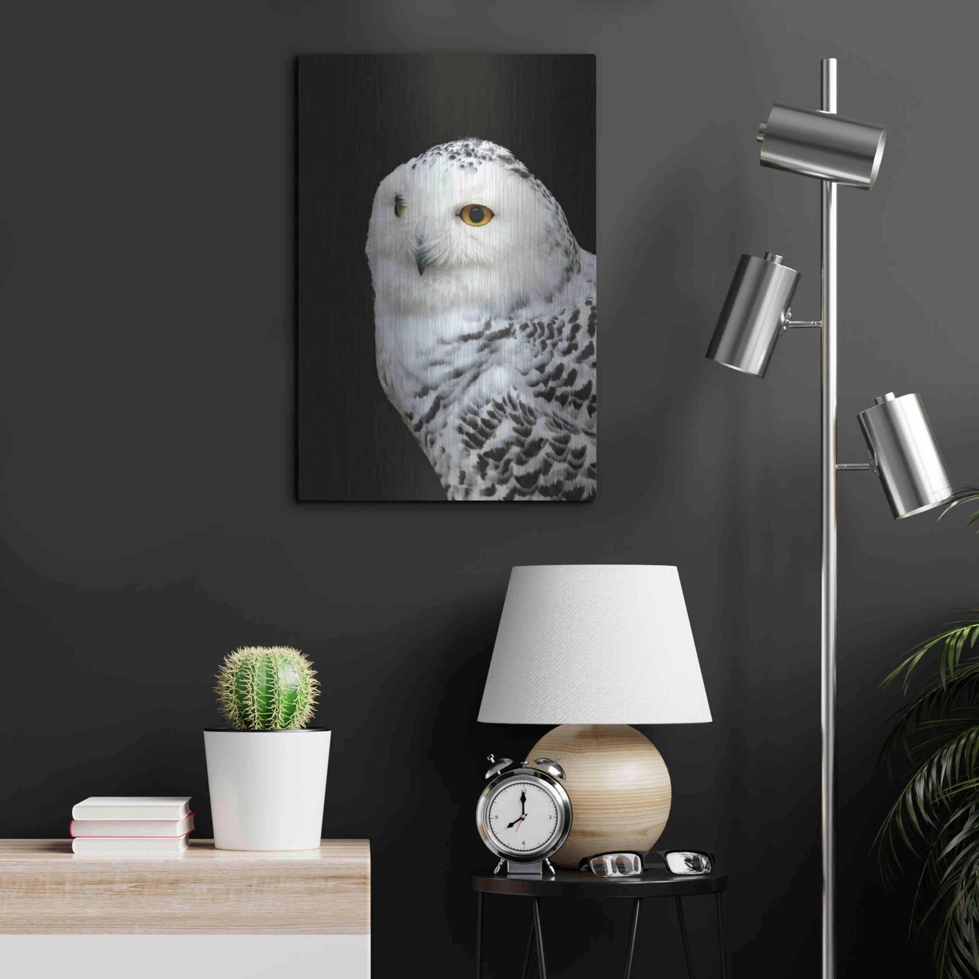 Luxe Metal Art 'Snowy Owl' by Luxe Portfolio, Metal Wall Art,16x24