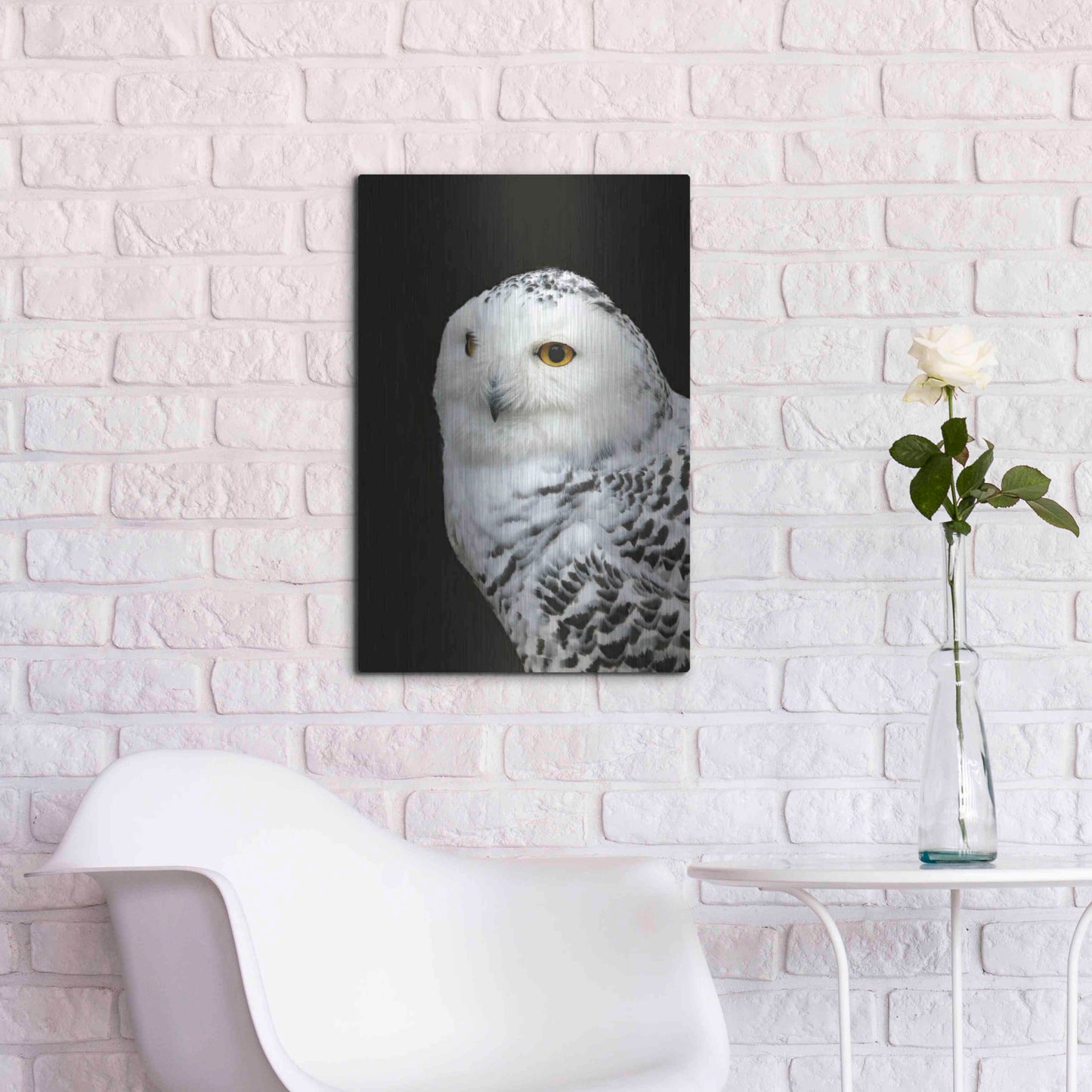 Luxe Metal Art 'Snowy Owl' by Luxe Portfolio, Metal Wall Art,16x24
