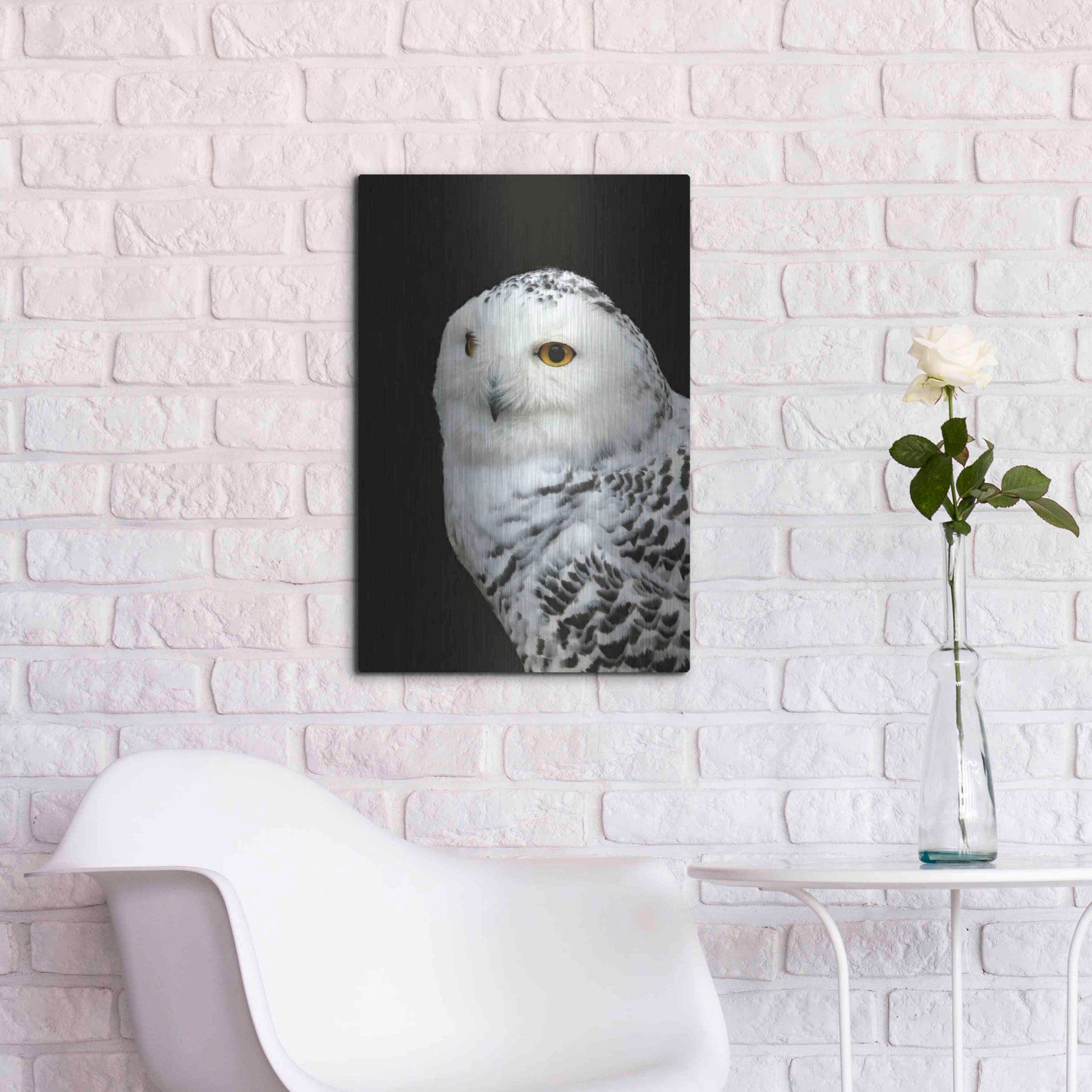 Luxe Metal Art 'Snowy Owl' by Luxe Portfolio, Metal Wall Art,16x24