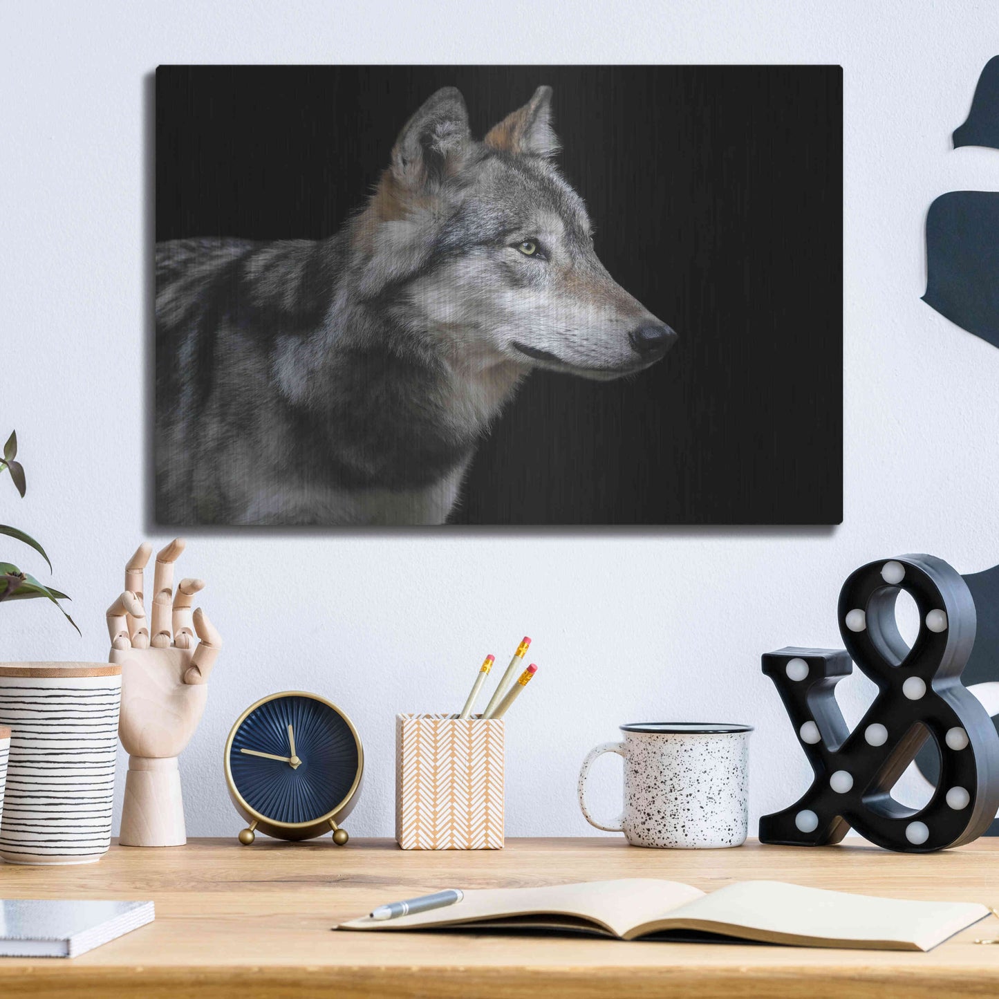 Luxe Metal Art 'Wolf' by Luxe Portfolio, Metal Wall Art,16x12